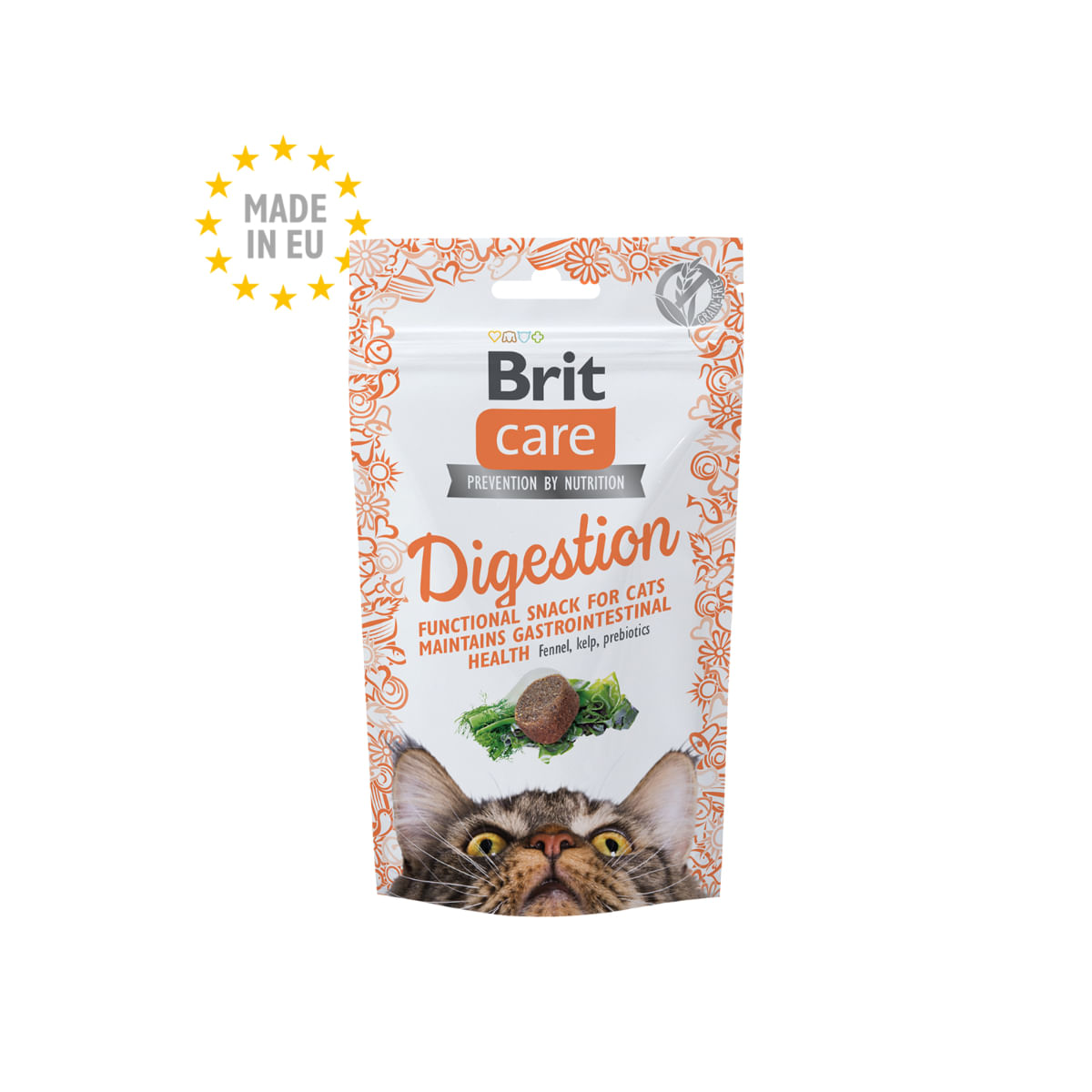 BRIT Care Snack Digestion, Ton și Pui, punguță recompense funcționale pisici, sistem digestiv, 50g