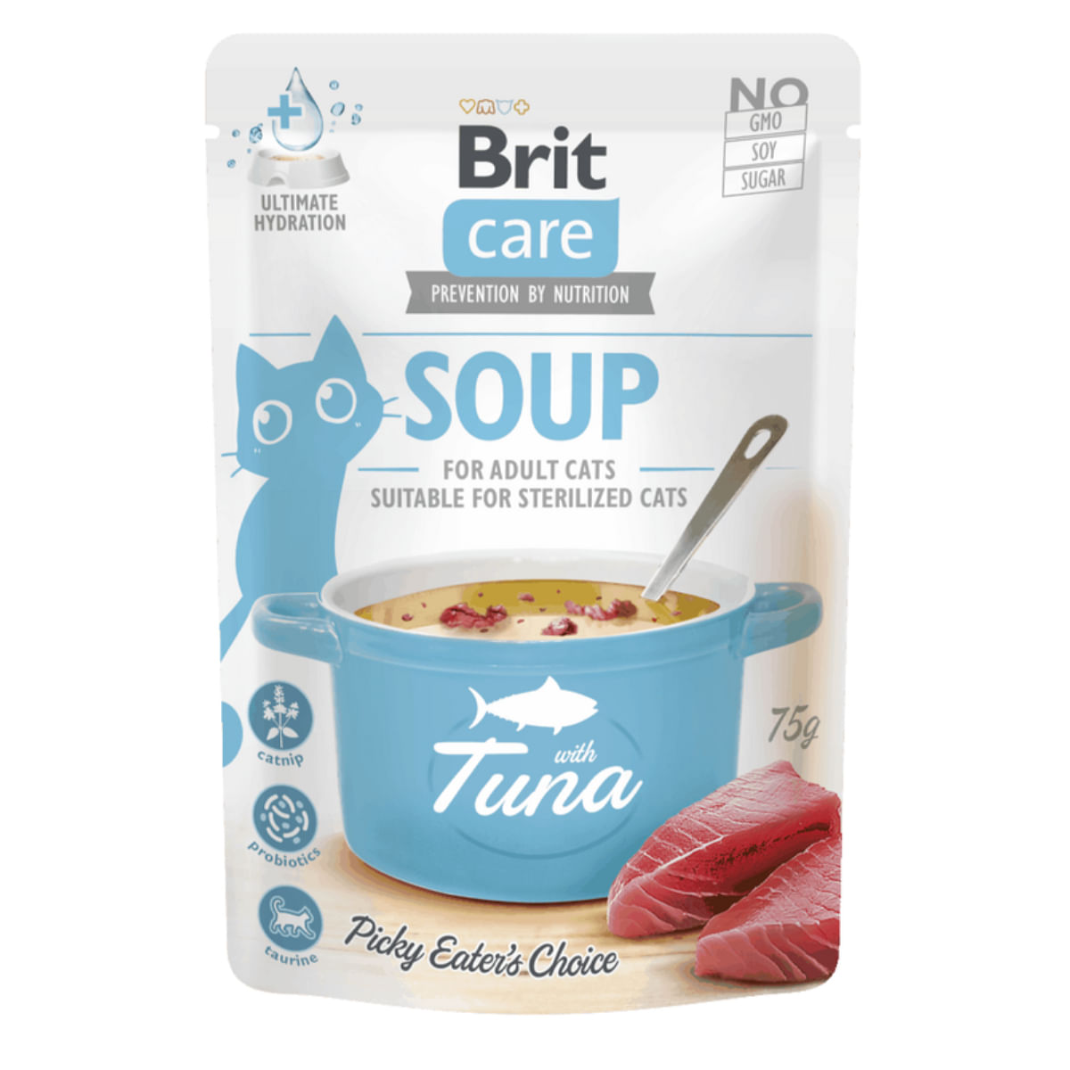 BRIT Care Soup, Ton, plic hrană umedă fără cereale pisici, apetit capricios, (topping), 75g - 1 | YEO