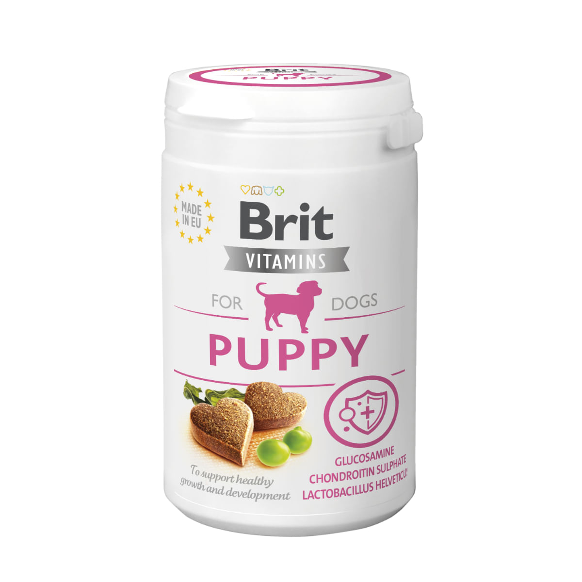 BRIT Vitamins Puppy, XS-XL, Somon, cutie recompense funcționale fără cereale câini junior, 150g