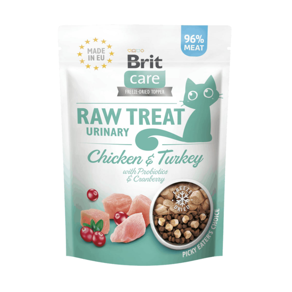 BRIT Raw Treat Urinary, Pui și Curcan, punguță recompense pisici sterilizate, sistem urinar, 40g - 1 | YEO