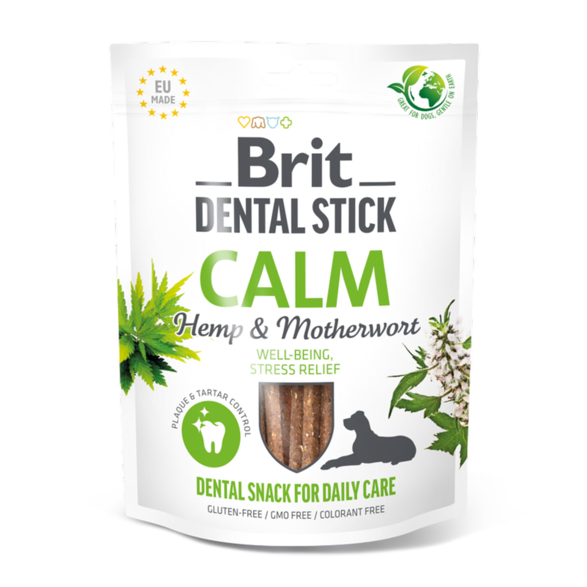BRIT Dental Stick Calm Hemp&Talpa gâştei, XS-XL, punguță recompense funcționale câini, sistem nervos & calmante, 120g - 1 | YEO