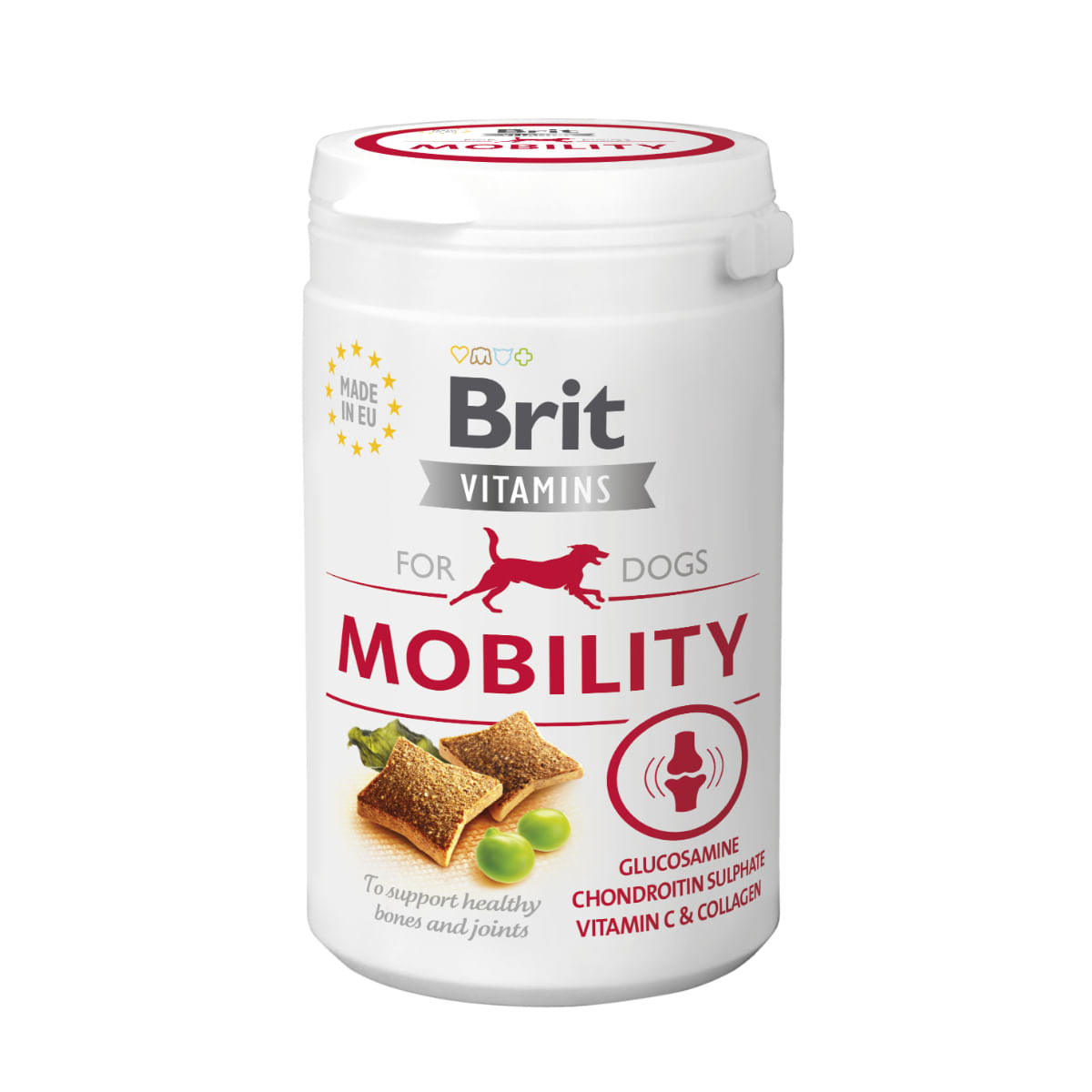 BRIT Vitamins Mobility, XS-XL, Somon și Alge Marine, cutie recompense funcționale fără cereale câini, sistem articular, 150g