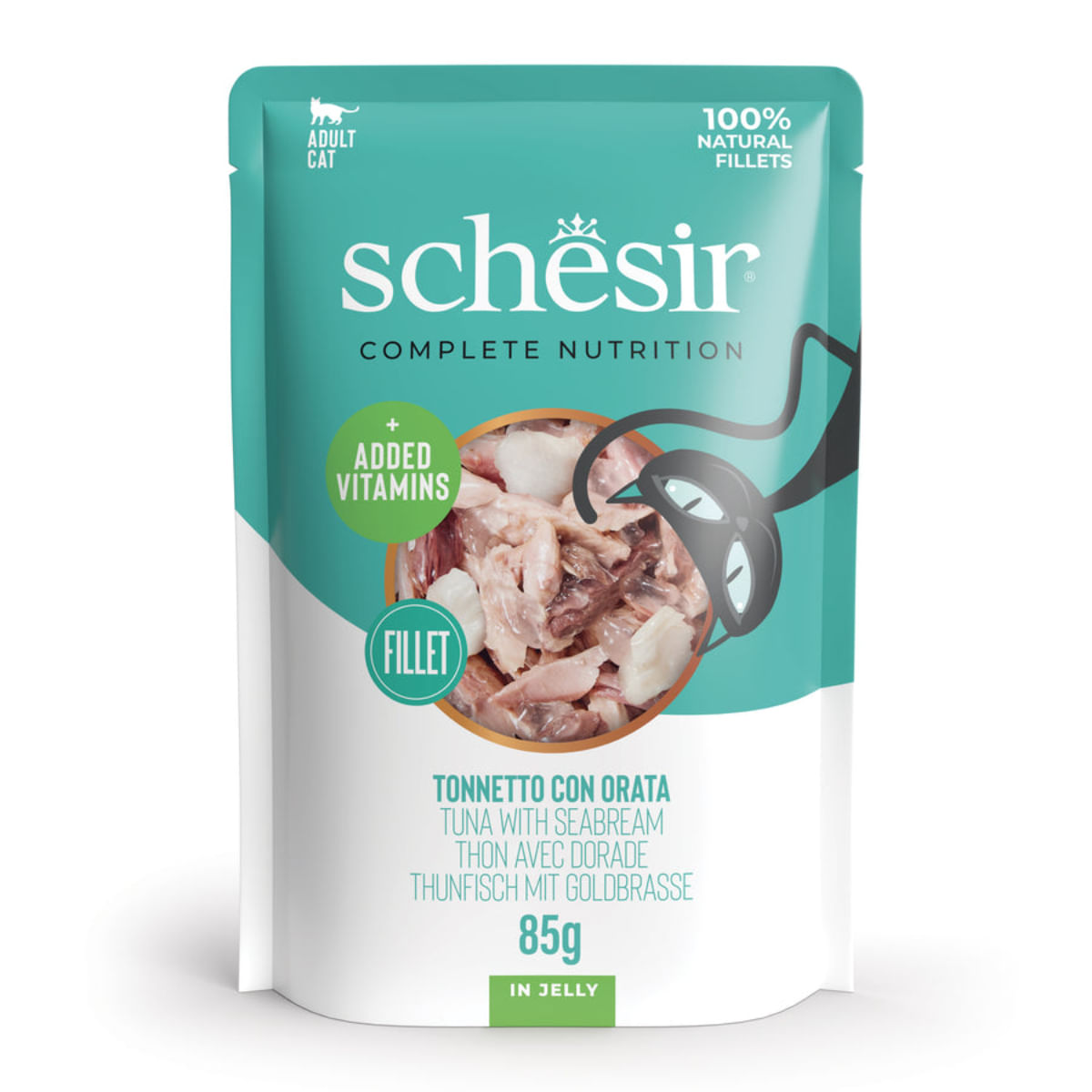 SCHESIR, Ton și Doradă, plic hrană umedă pisici, (în aspic), 85g - 1 | YEO