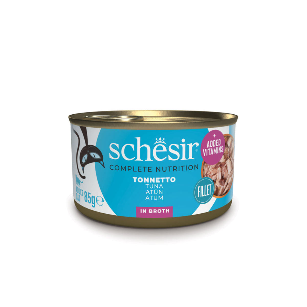 SCHESIR, Ton, conservă hrană umedă pisici, (în supă), 85g