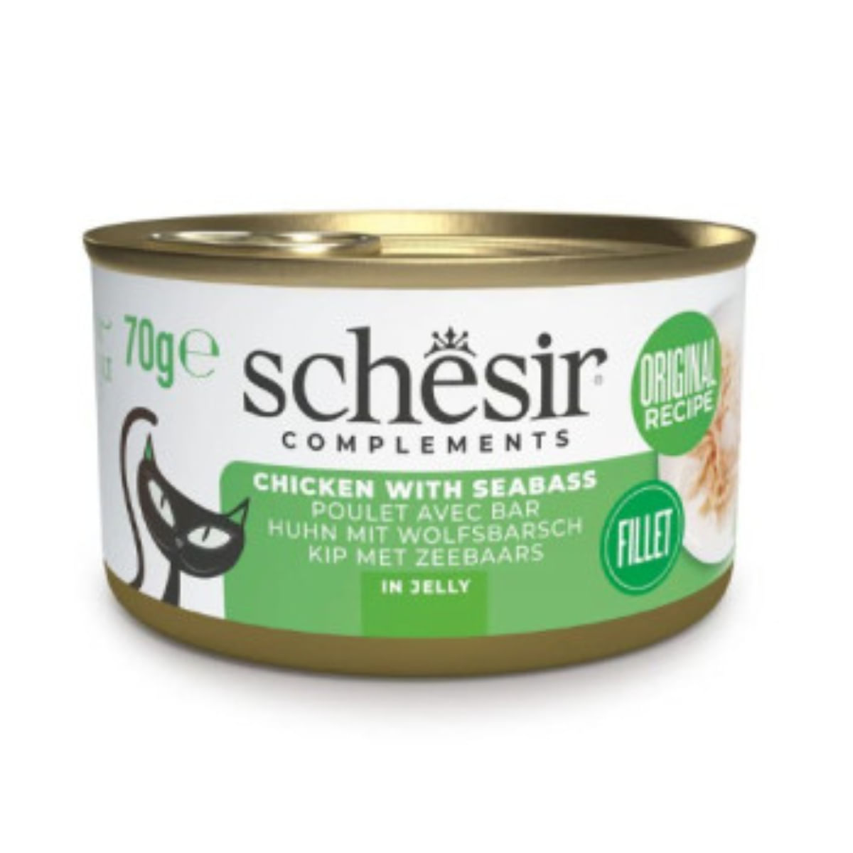 SCHESIR In Jelly, Pui și Biban, conservă hrană umedă pisici, (în aspic), 70g