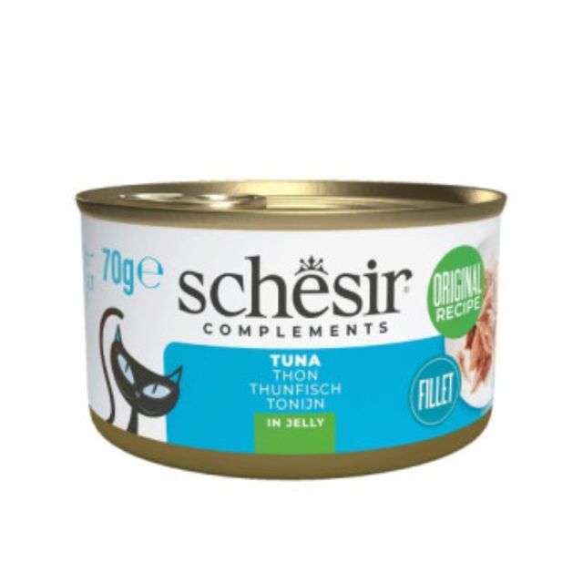 SCHESIR Complementary In Jelly, Ton, conservă hrană umedă pisici, (în aspic), 70g