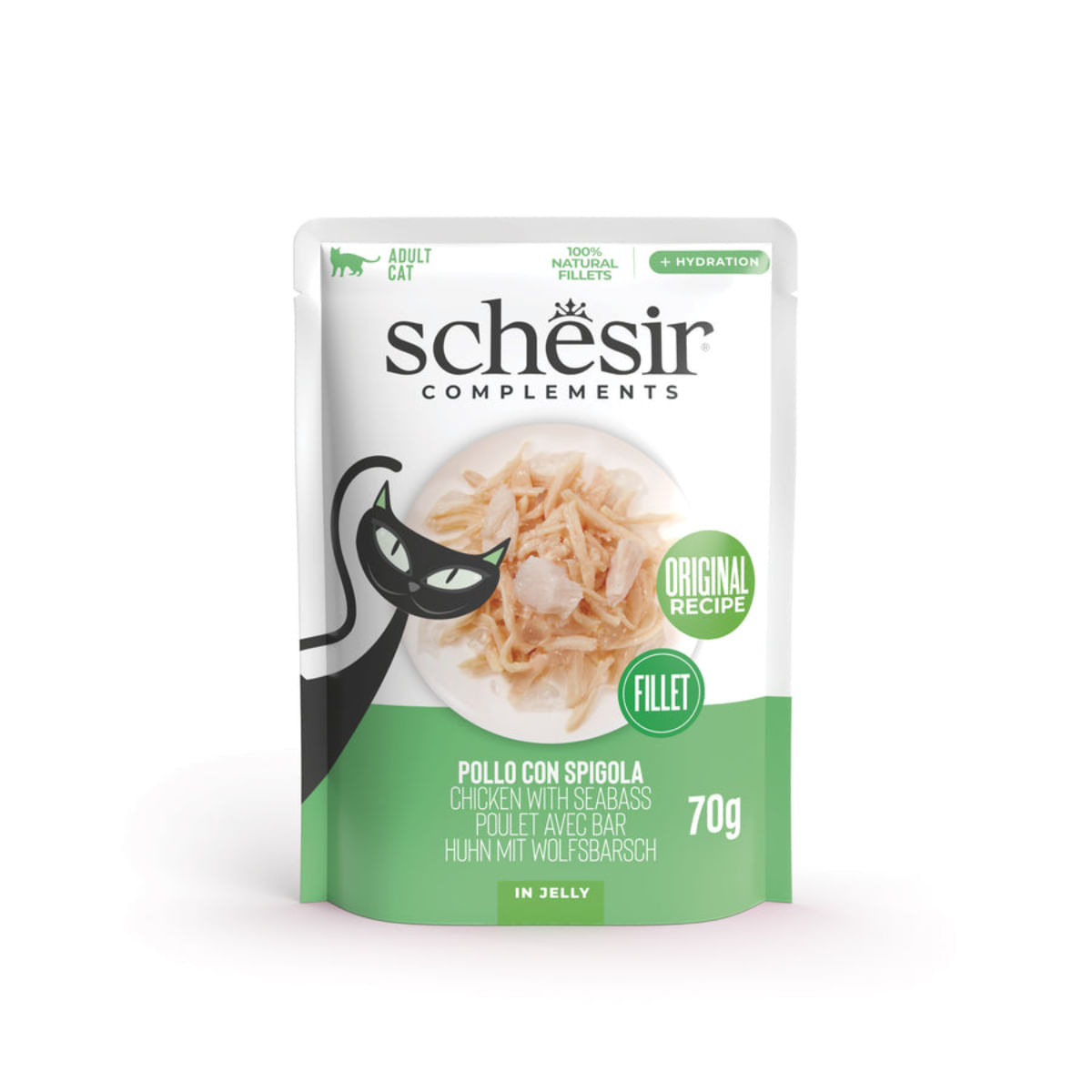 SCHESIR In Jelly, Pui și Biban, plic hrană umedă pisici, (în aspic), 70g - 1 | YEO