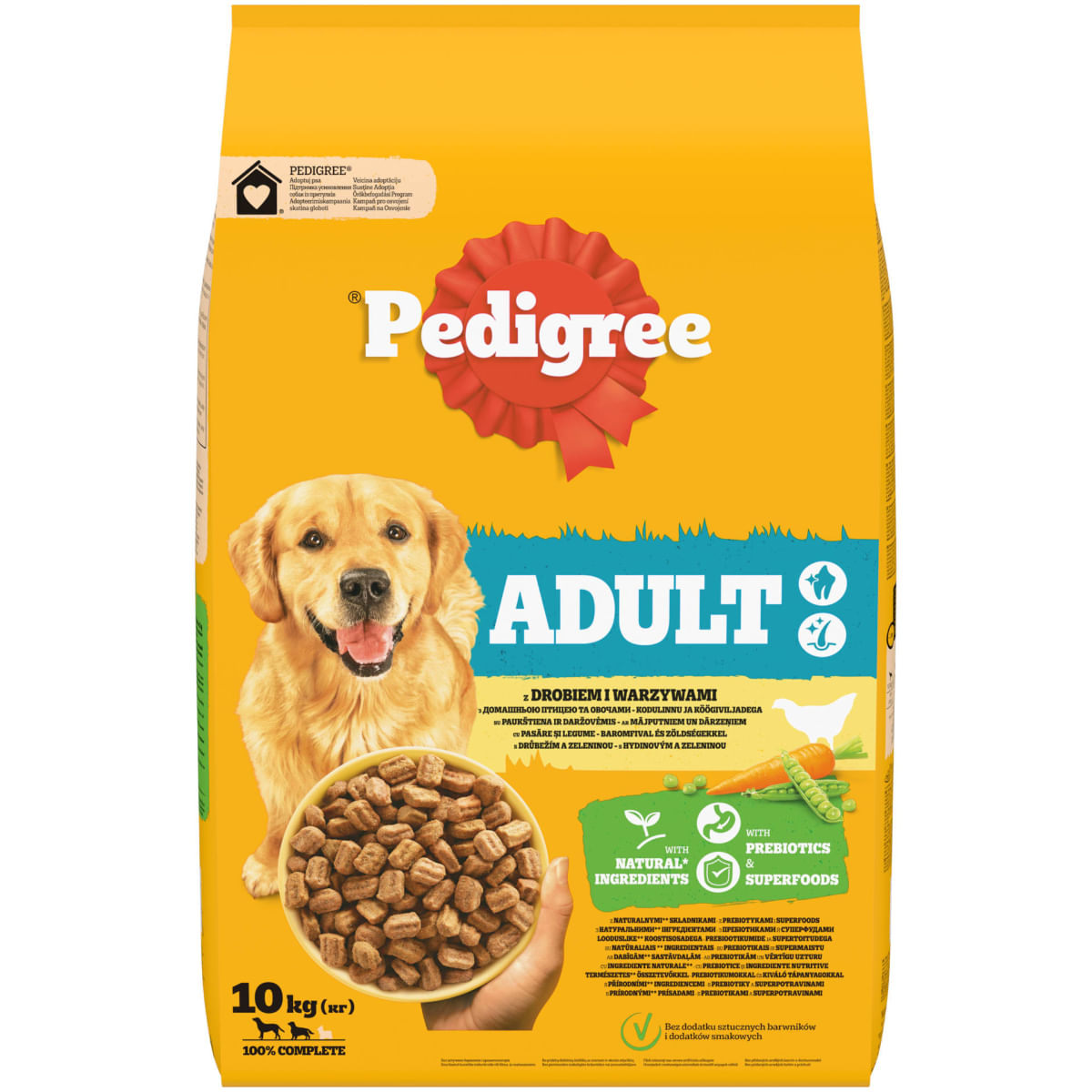 PEDIGREE Adult, M-XL, Pasăre și Legume, hrană uscată câini, 10kg