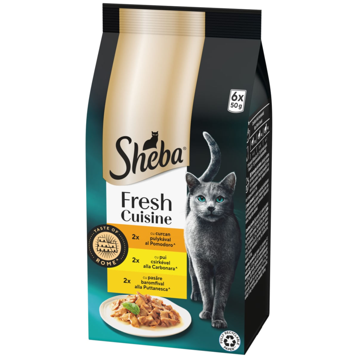 SHEBA Fresh Cuisine Taste of Paris Selectie Mixta cu Curcan, Pui și Pasăre, plic hrană umedă pisici, (în sos), multipack, 50g x 6buc - 2 | YEO