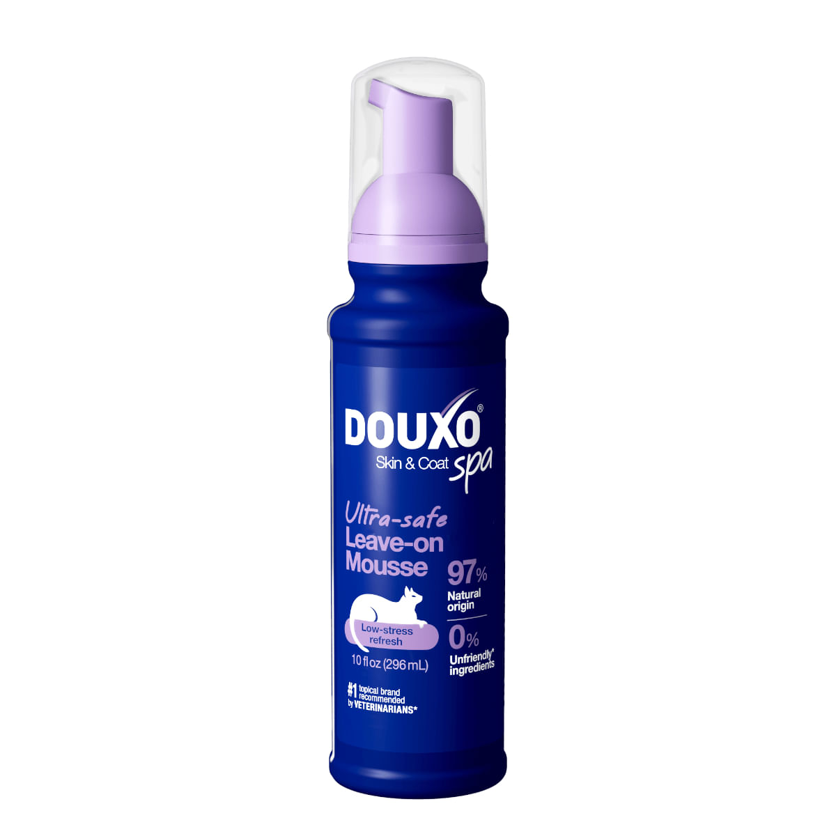 DOUXO SPA Low-Stress Refresh Mousse, șampon spumă pisici, fără clătire, hidratantă, Vanilie și Nucă de cocos, flacon cu aplicator, 150ml - 1 | YEO
