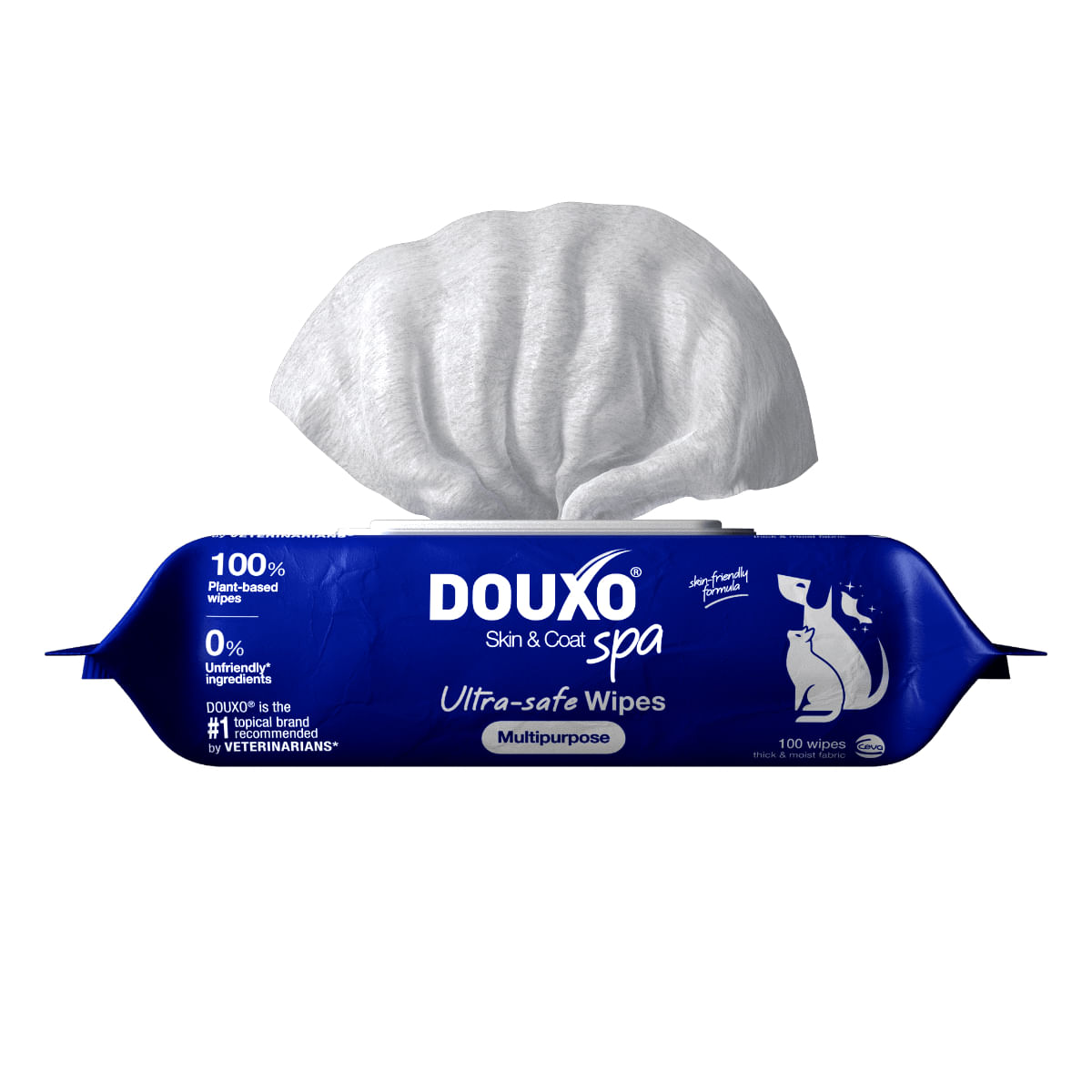 DOUXO SPA Multipurpose , șervețele umede câini și pisici, hipoalergenice, Vanilie și Nucă de cocos, resigilabil, 100buc - 1 | YEO