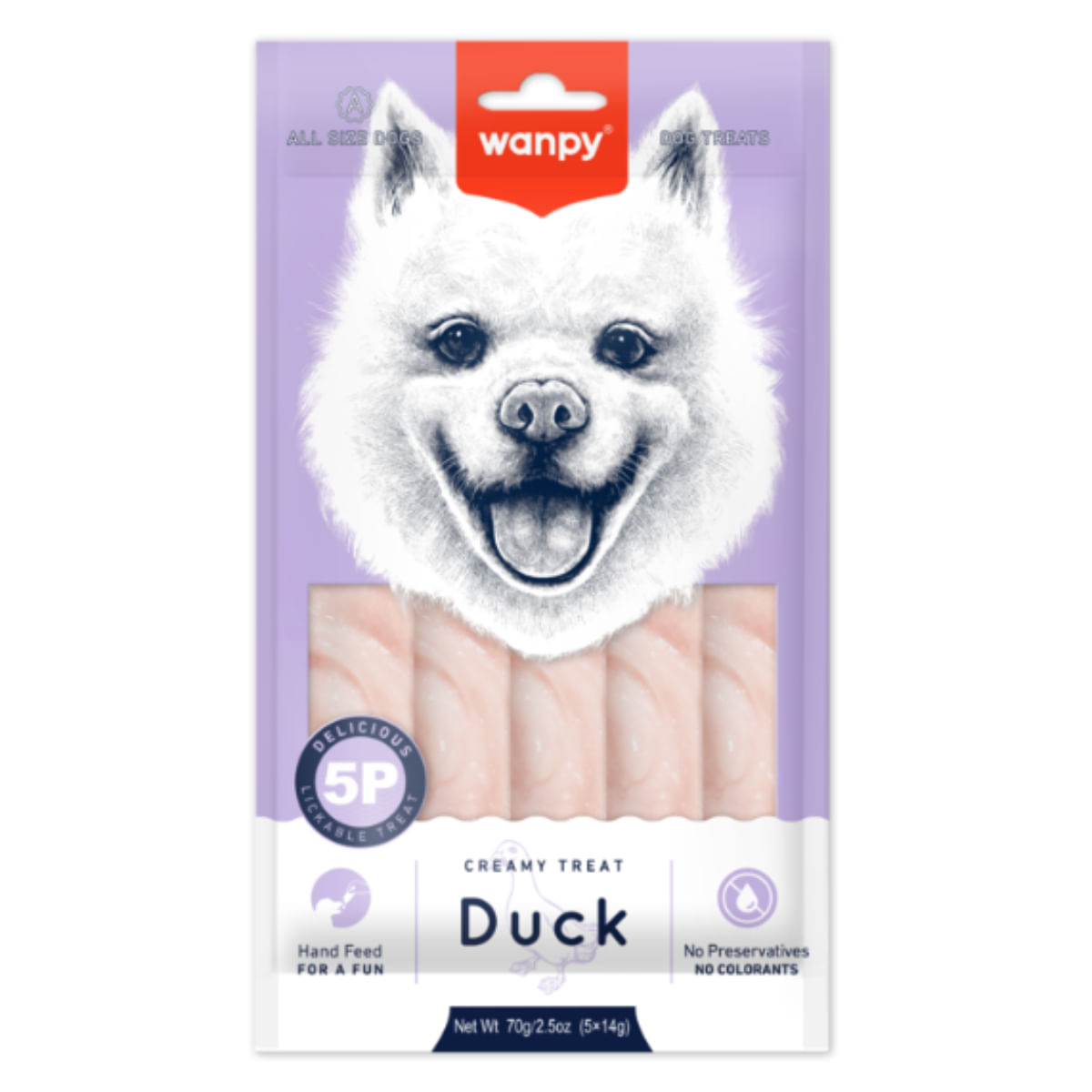 WANPY Creamy Treat, XS-M, Rață, punguță recompense câini, (piure), 70g - 1 | YEO
