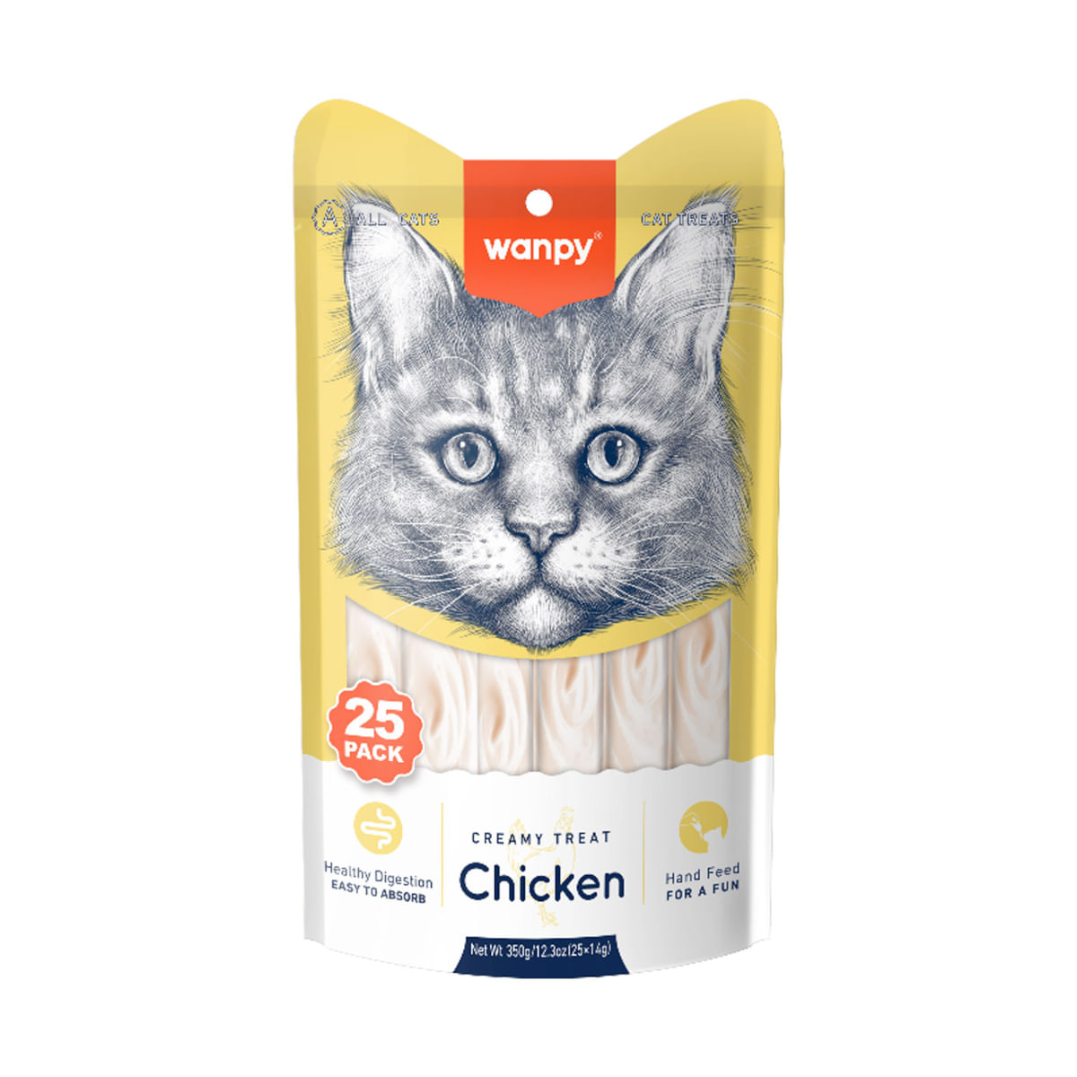 WANPY Creamy Treat, Pui, punguță recompense funcționale pisici, (piure), 350g - 1 | YEO