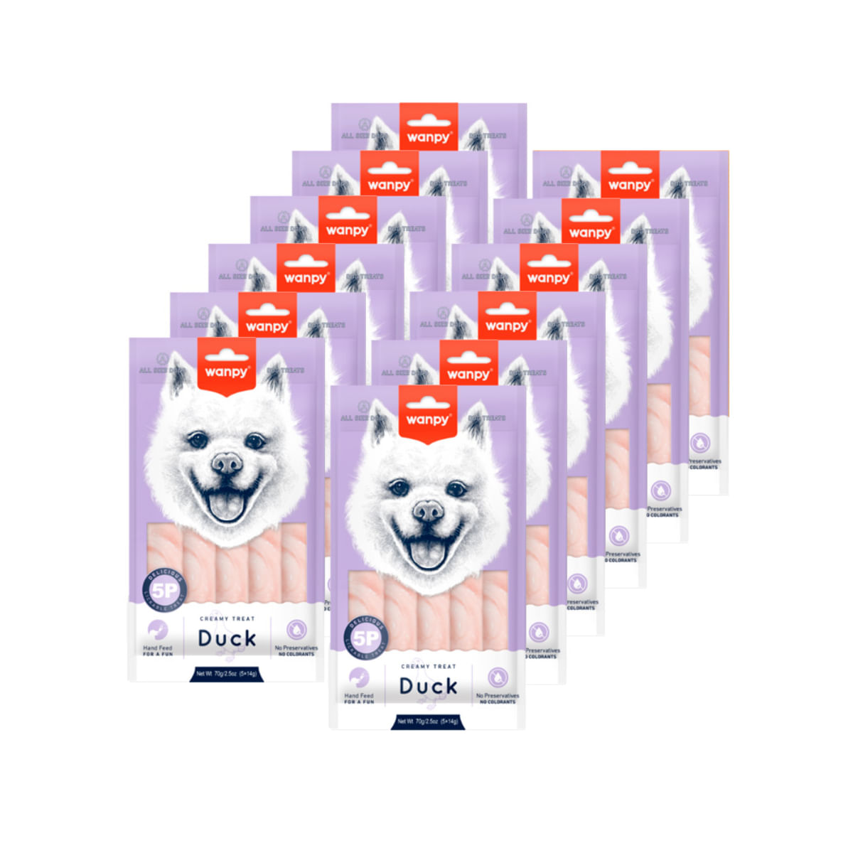 WANPY Creamy Treat, XS-M, Rață, punguță recompense câini, (piure), 70g