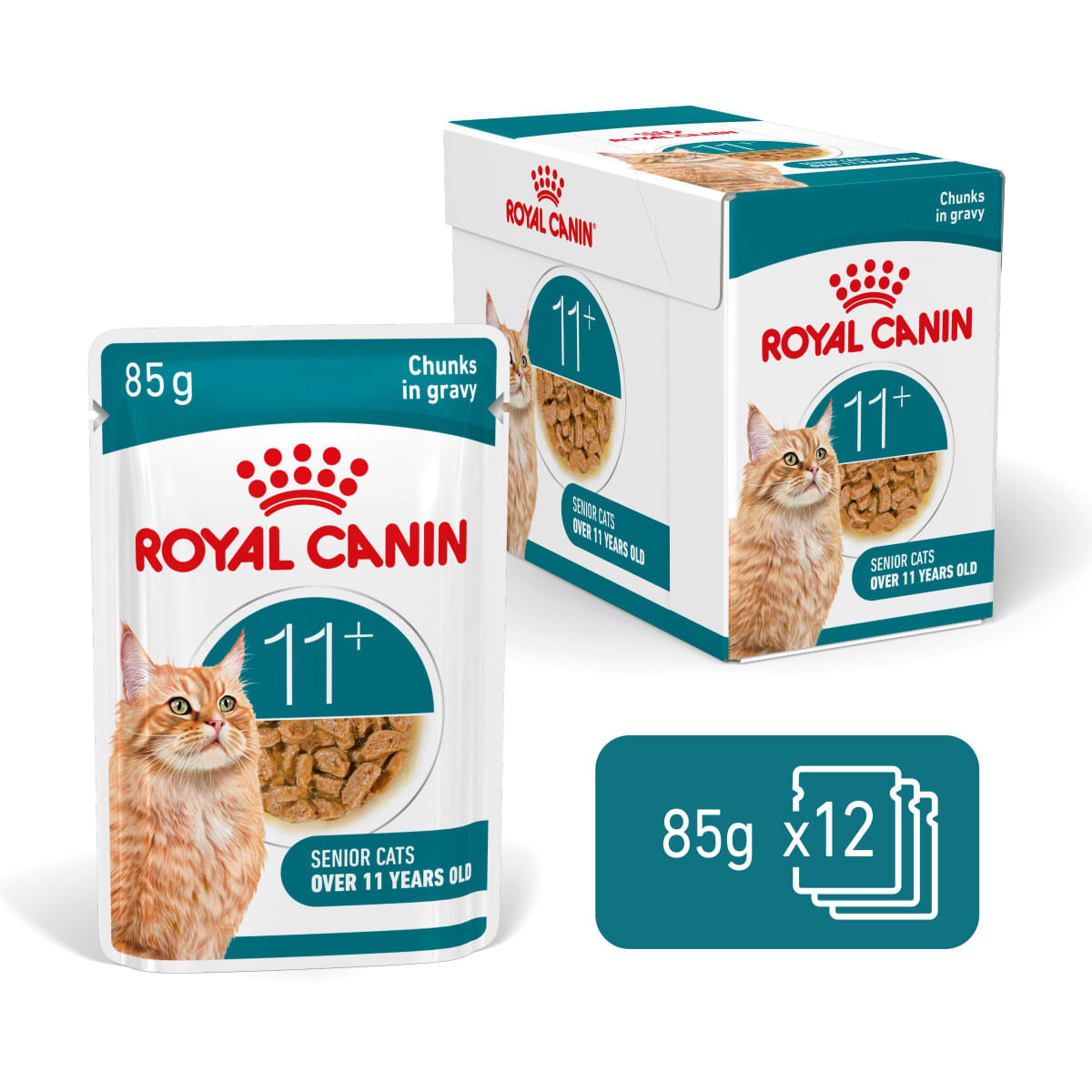 ROYAL CANIN Feline Health Nutrition Healthy Ageing 11+, plic hrană umedă pisici senior, (în sos), bax, 85g x 12buc - 2 | YEO