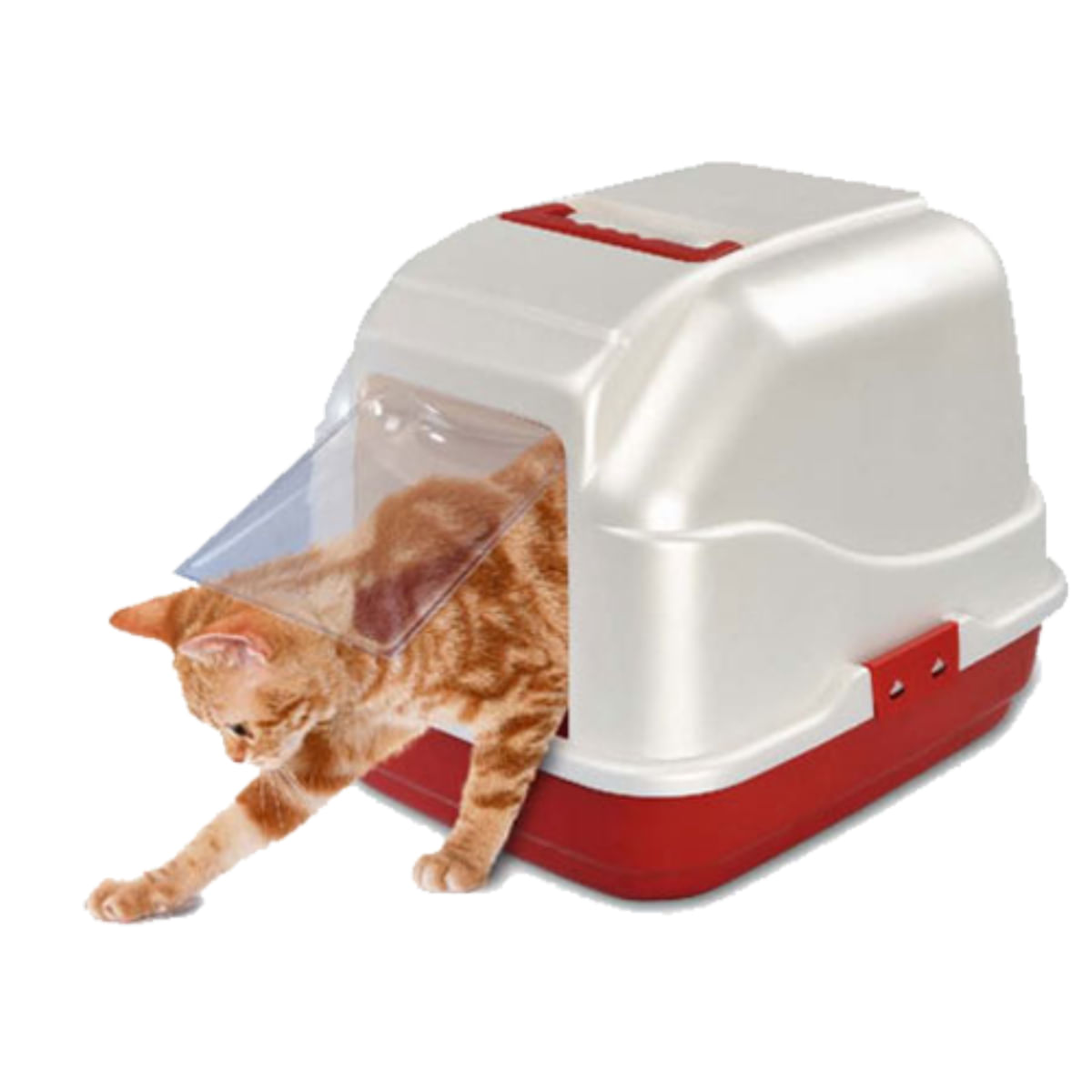 IMAC My Cat Mixt, litieră acoperită pisici, alb și roșu, 50x40x40 cm - 1 | YEO