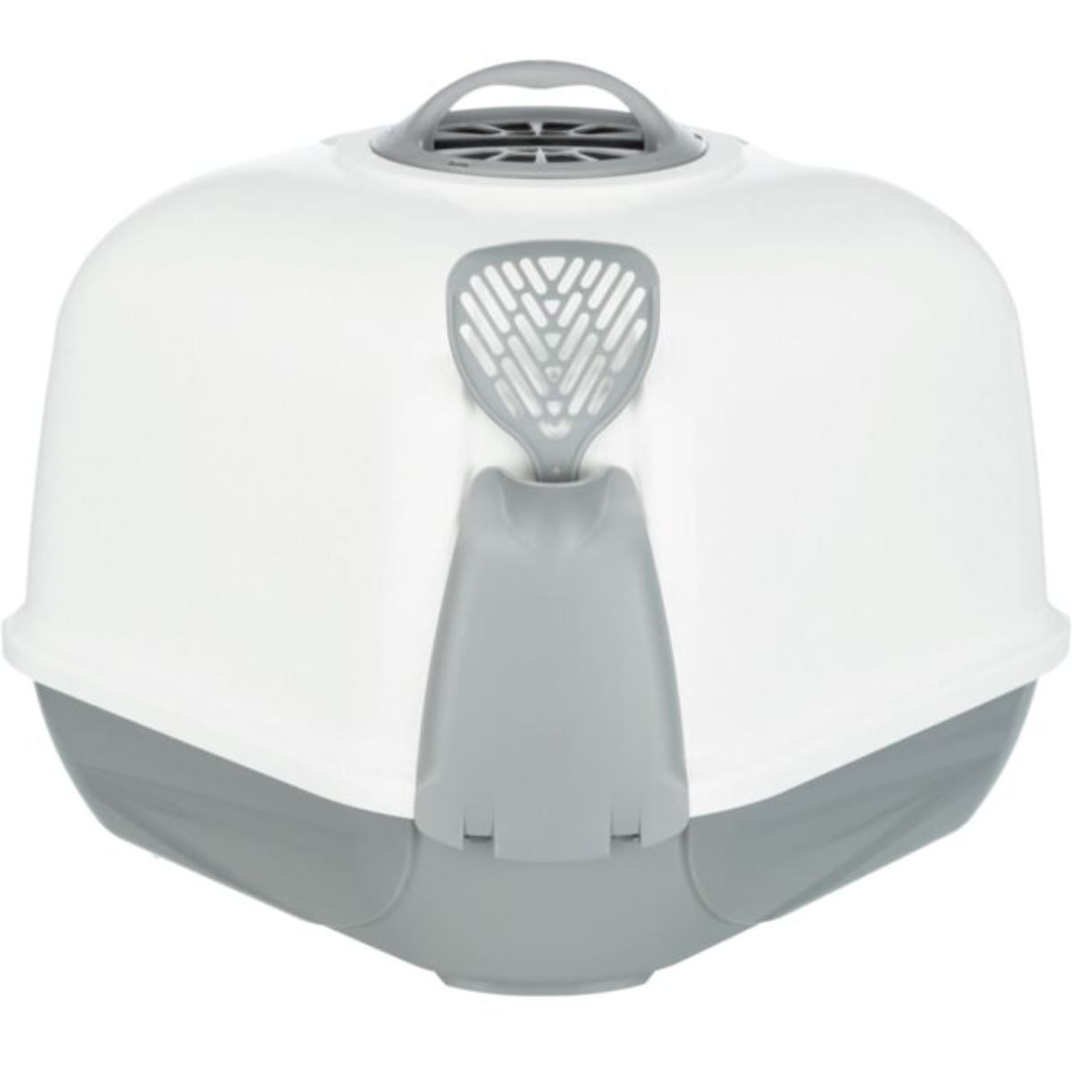 TRIXIE Maro Corner, litieră acoperită pisici, cu filtru, de colț, cu lopățică, gri și, 60x43x52 cm