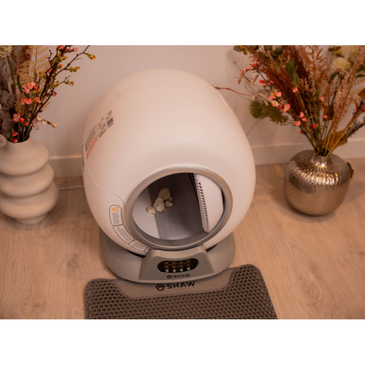 SHAW Smart V2, litieră automată pisici, cu filtru, auto-curățare, aplicație mobilă, sterilizare, alb, ⌀24.5x48x50.1 cm