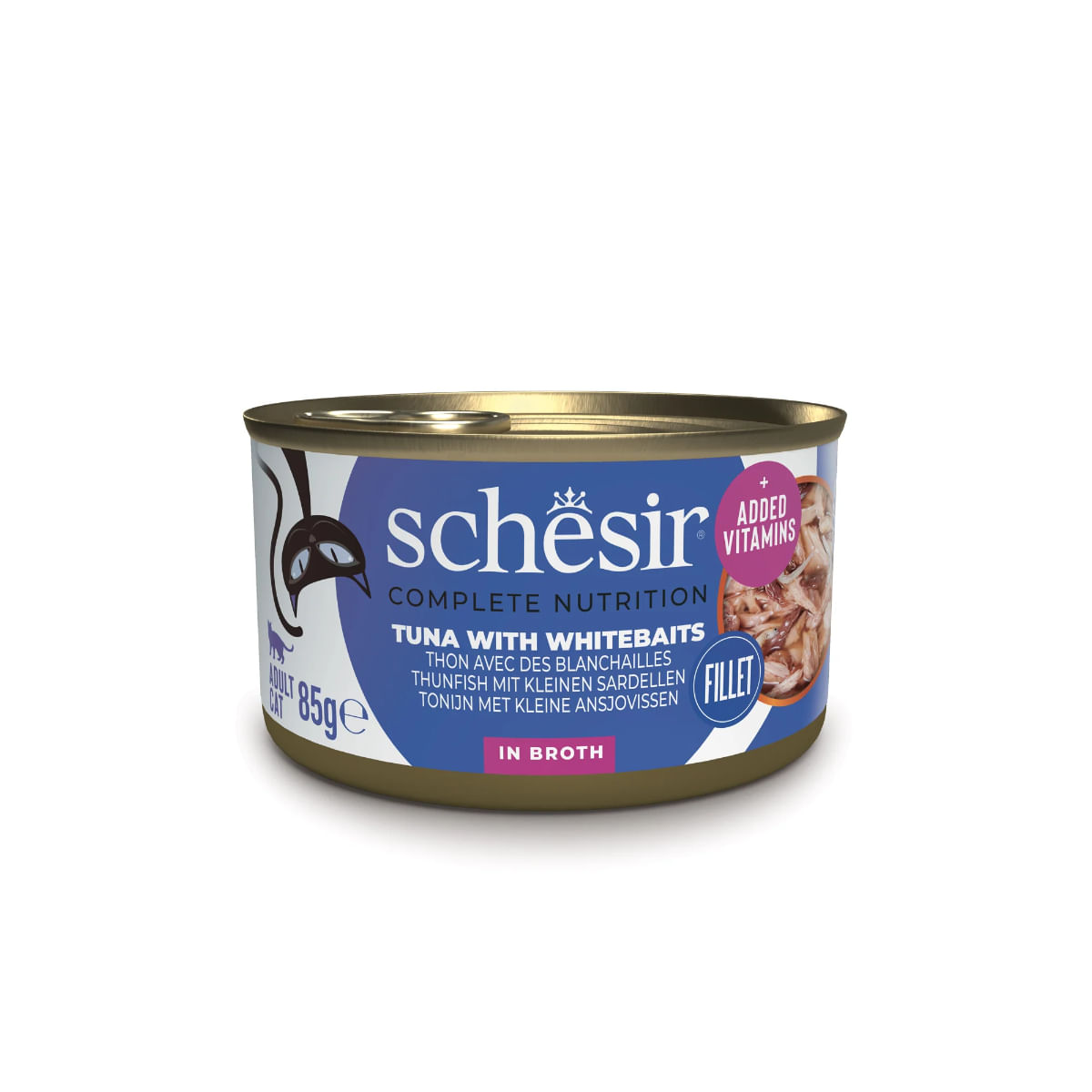 SCHESIR, Ton și Anșoa, conservă hrană umedă pisici, (în supă), 85g