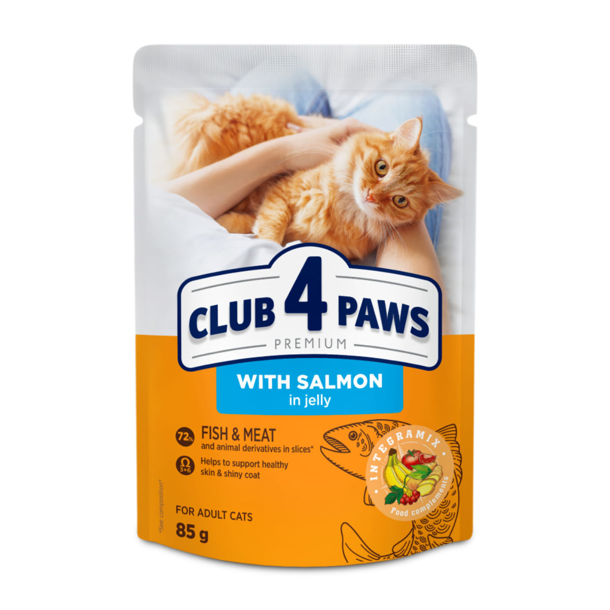 CLUB 4 PAWS, Somon, plic hrană umedă pisici, (în aspic), bax, 85g x 24buc