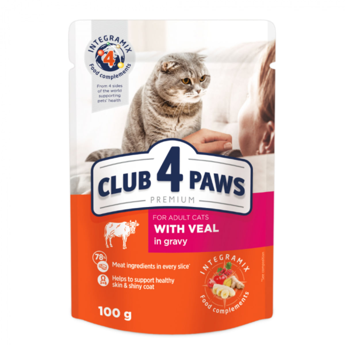 CLUB 4 PAWS, Vită, plic hrană umedă pisici, (în sos), bax, 85g x 24buc