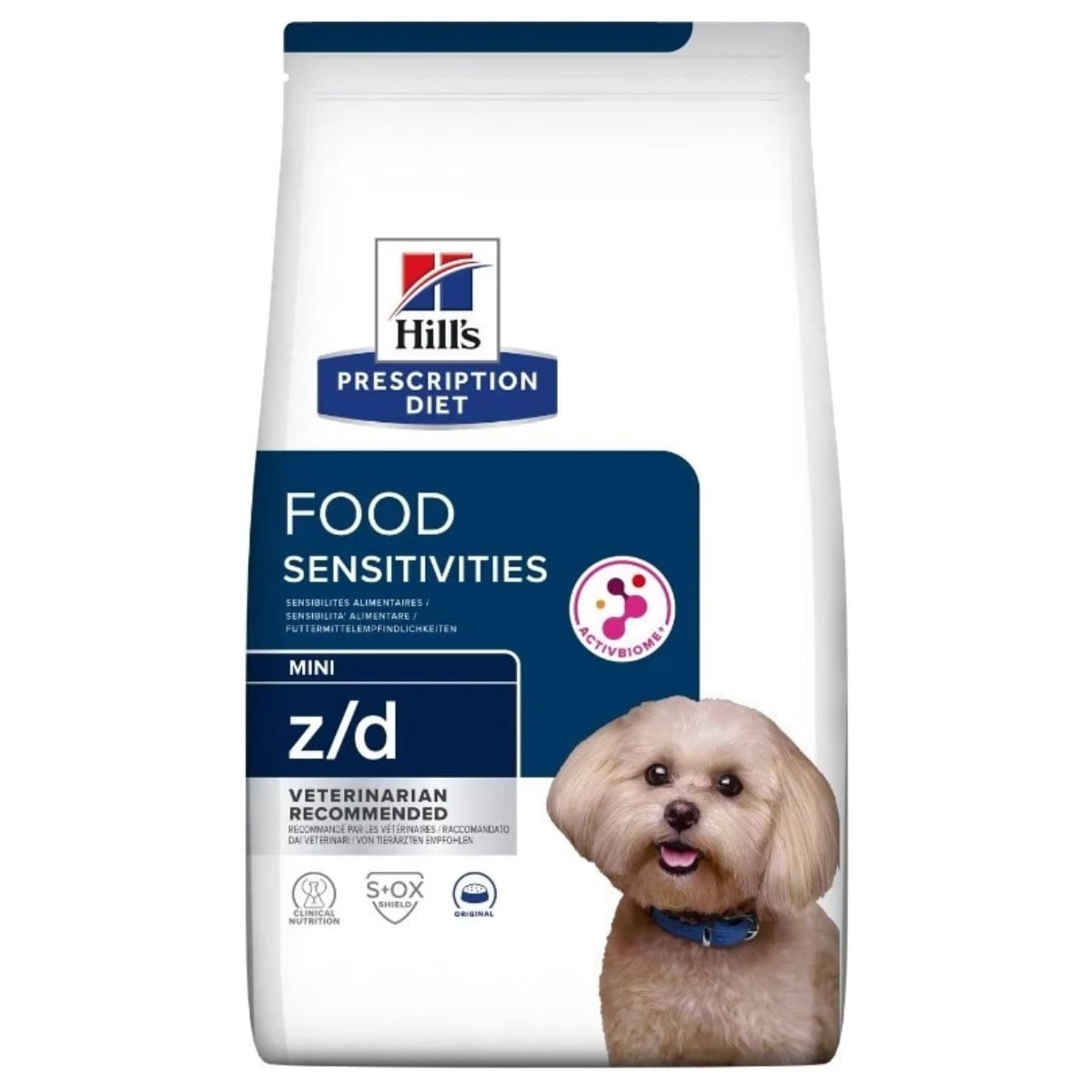 HILL&#039;S Prescription Diet z/d Food Sensitivities Mini, dietă veterinară câini, hrană uscată, afecțiuni dermatologice și digestive HILL&#039;S Prescription Diet z/d Food Sensitivities Mini, dietă veterinară câini, hrană uscată, piele &amp; blana, sistem digestiv, 1
