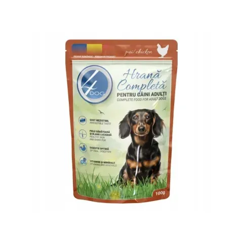 4DOG, XS-XL, Pui, plic hrană umedă câini, (în sos), 100g