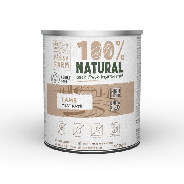 FRESH FARM Smooth, XS-XL, Miel, conservă hrană umedă câini, (pate), 800g