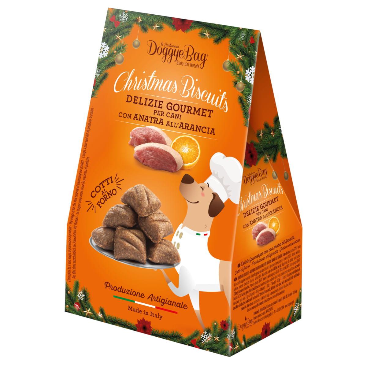 DOGGYEBAG Christmas Biscuits, XS-XL, Rata si Portocale, punguta recompense caini, 180g - Image 2