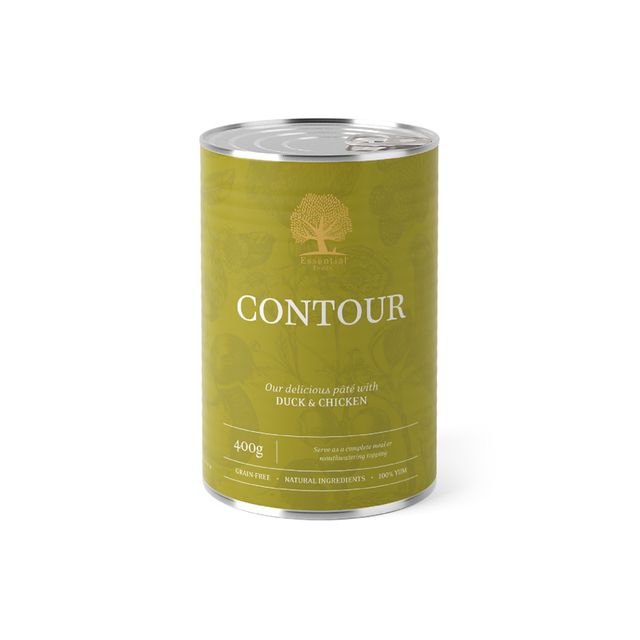 ESSENTIAL Contour, XS-XL, Rață și Pui, conservă hrană umedă fără cereale câini senior, obezitate, (pate), 400g
