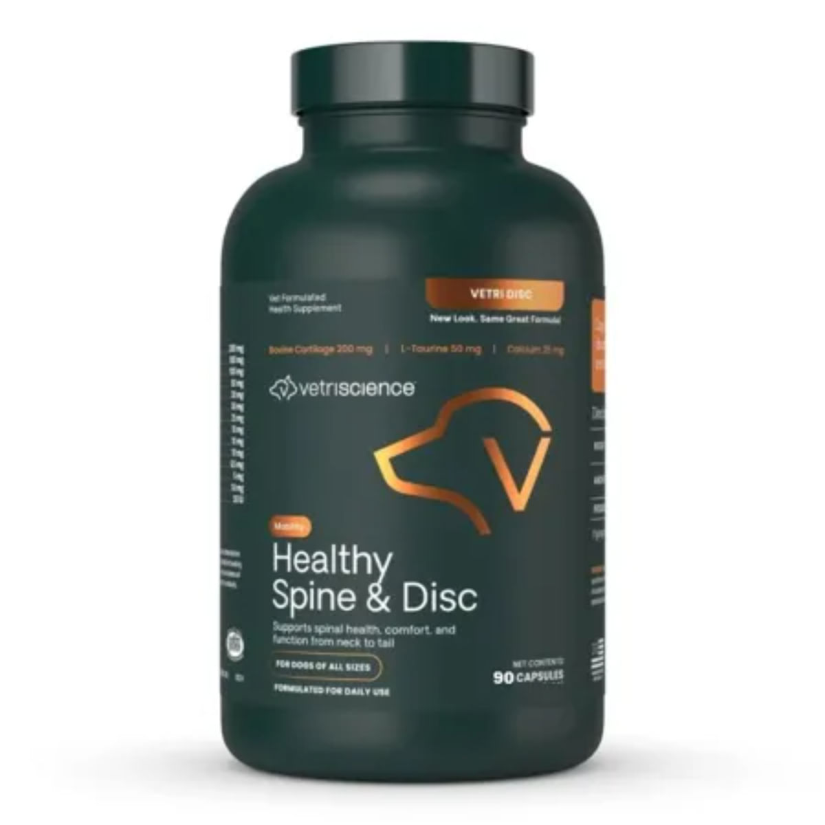 VETRISCIENCE Healthy Spine & Disc, supliment sistem osos câini, capsule VETRISCIENCE Healthy Spine & Disc, XS-XL, supliment sistem osos câini, flacon, 90 capsule