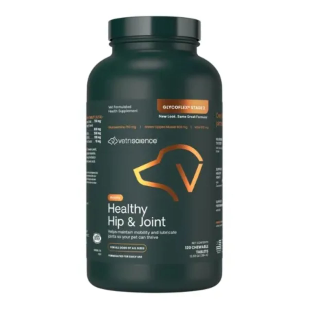 VETRISCIENCE Healthy Hip &amp; Joint (Glycoflex stage2), supliment sistem articular câini, comprimate masticabile VETRISCIENCE Healthy Hip &amp; Joint (Glycoflex stage2), XS-XL, supliment sistem articular câini, flacon, 120 comprimate masticabile