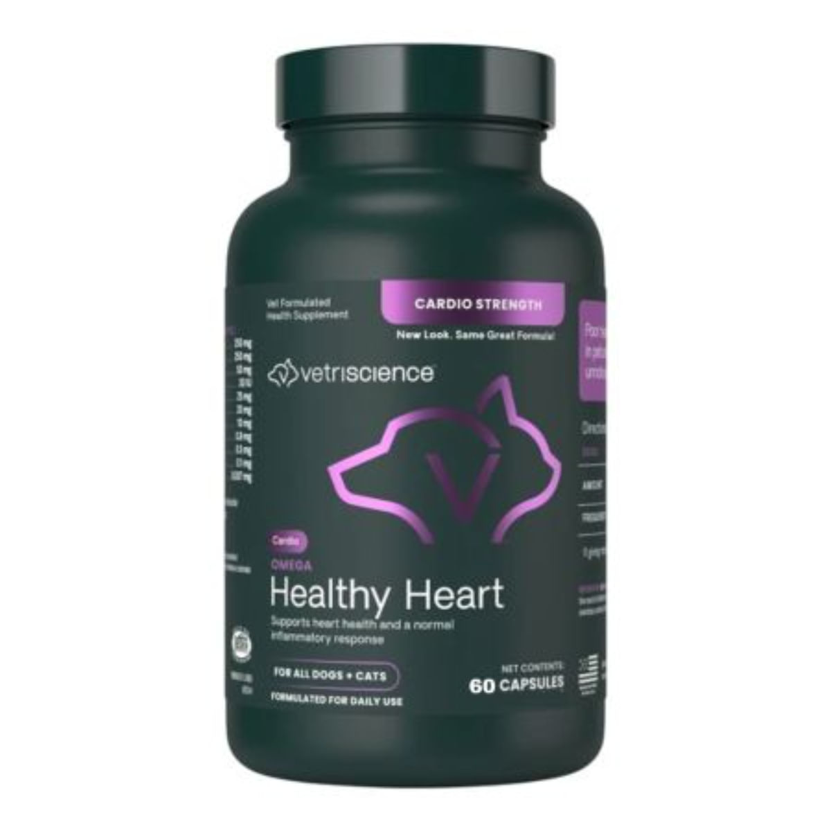 VETRISCIENCE Omega Healthy Heart, supliment sistem cardio-vascular câini, capsule VETRISCIENCE Omega Healthy Heart, XS-XL, supliment sistem cardio-vascular câini, flacon, 60 capsule