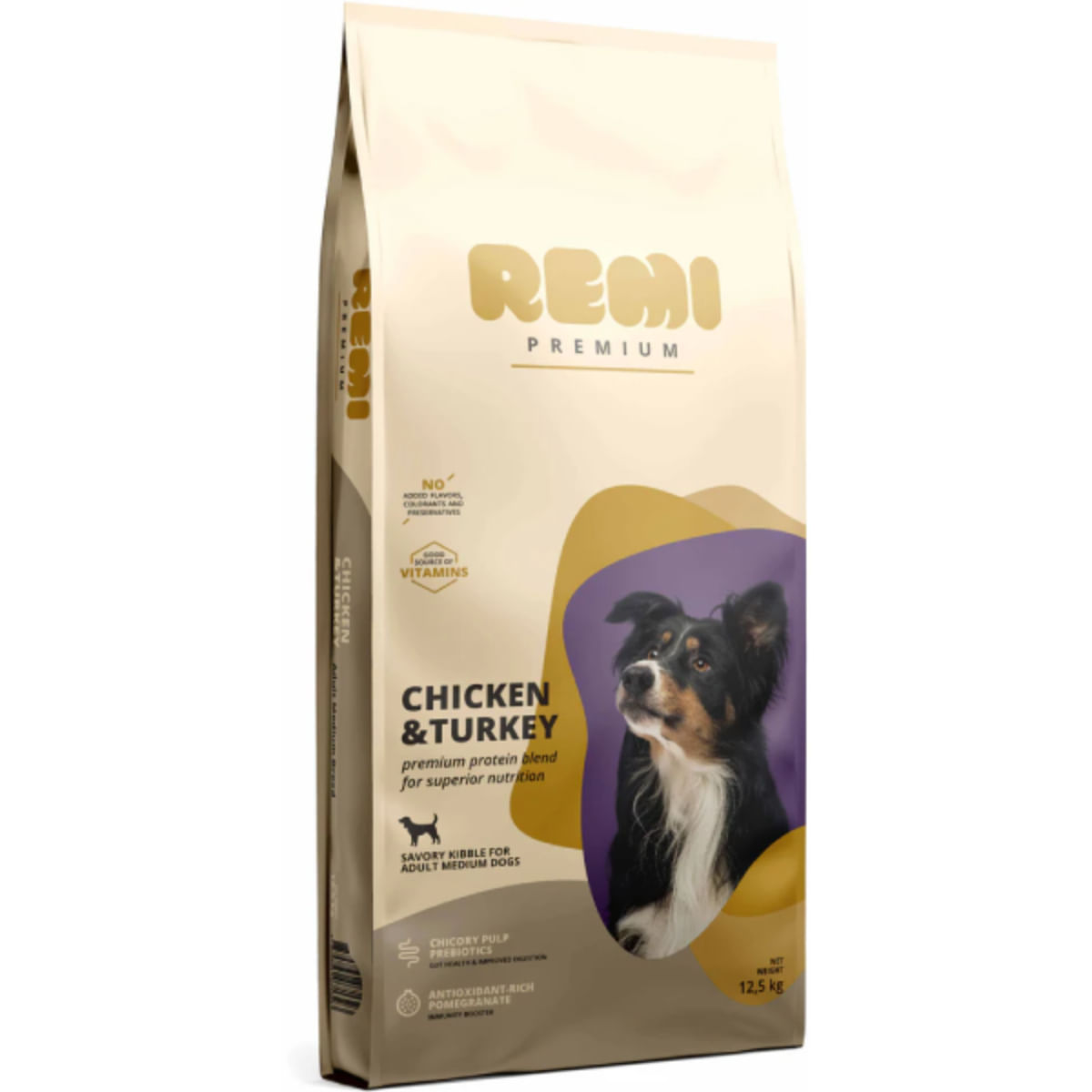 REMI PREMIUM Dog Medium, M, Pui și Curcan, hrană uscată câini, 12.5kg