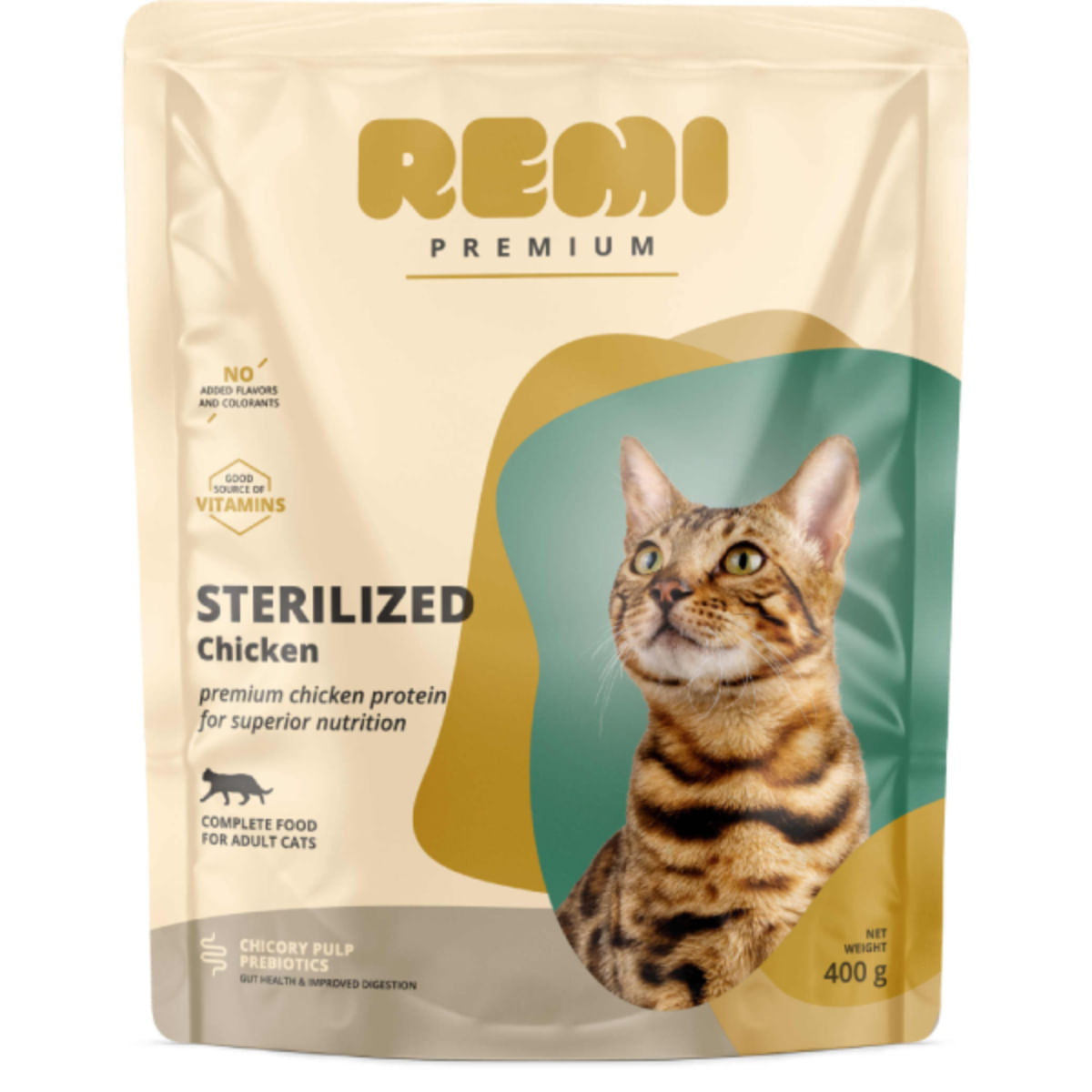 REMI PREMIUM Sterilized, Pui, hrană uscată pisici sterilizate, 400g