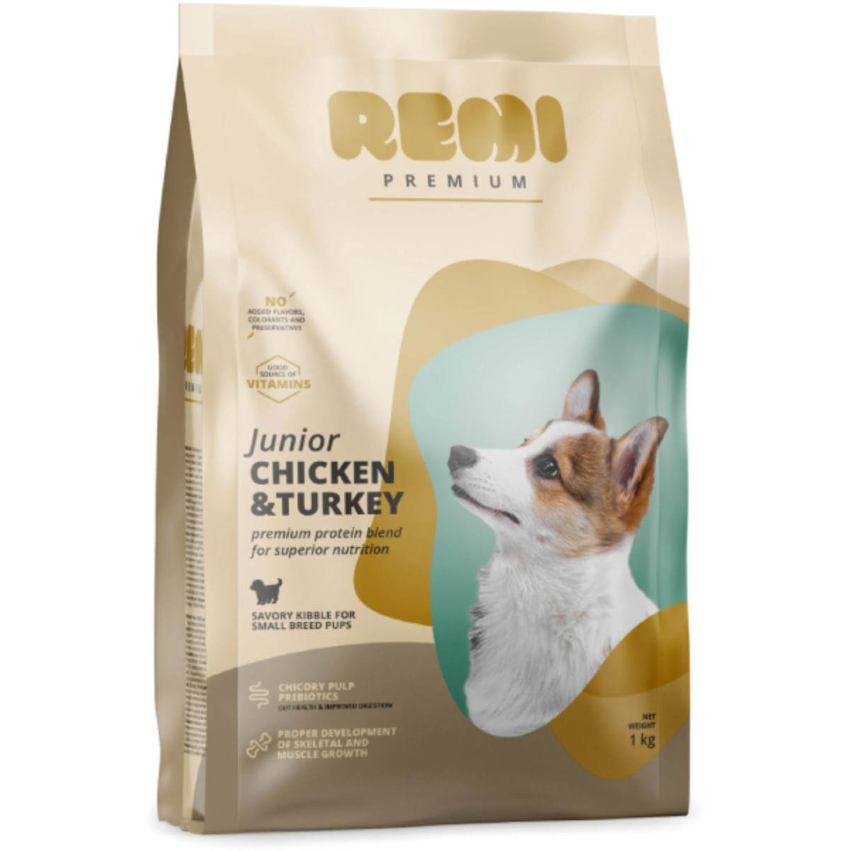REMI PREMIUM Junior Small, XS-S, Pui și Curcan, hrană uscată câini junior, 1kg