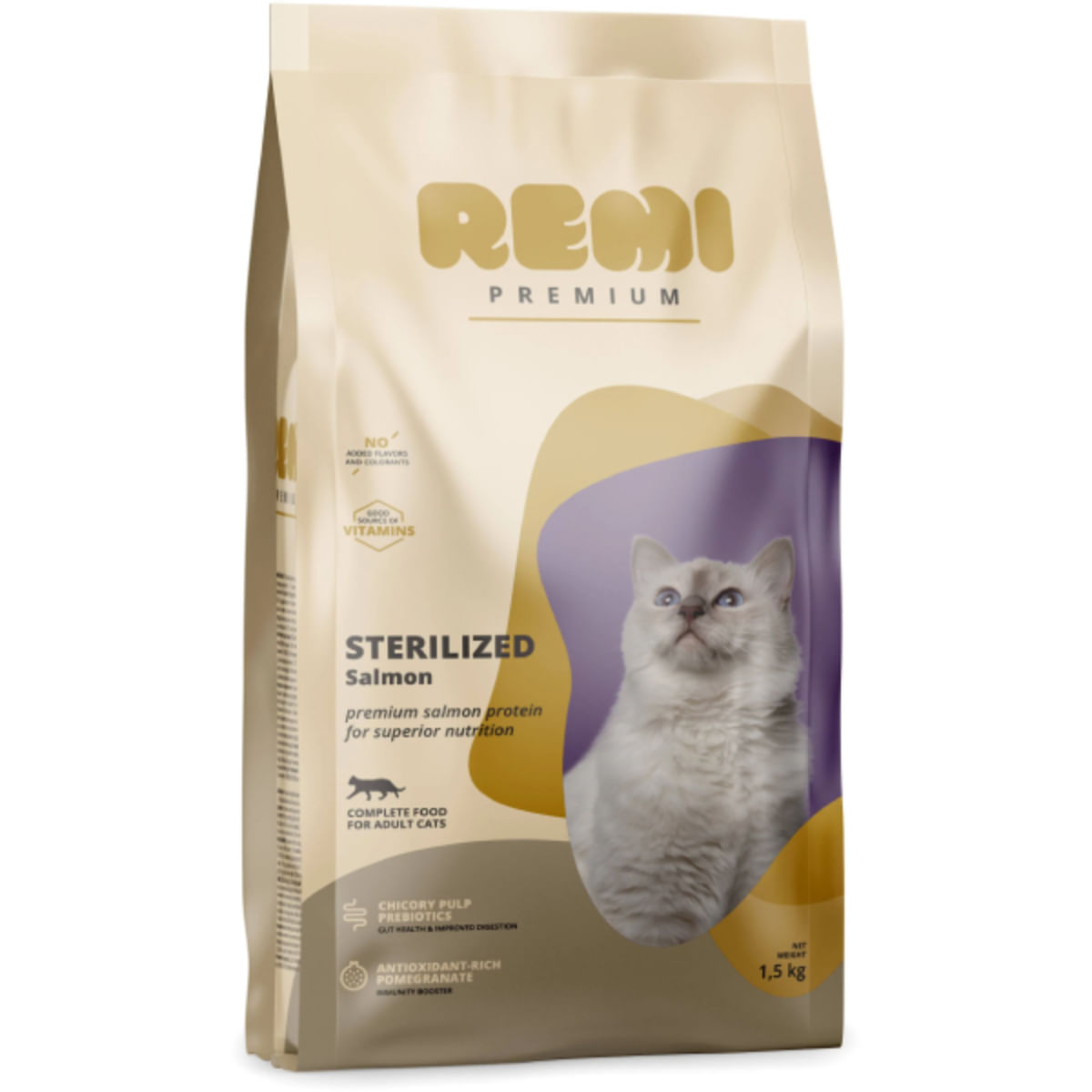 REMI PREMIUM Sterilized, Somon, hrană uscată pisici sterilizate, 1.5kg