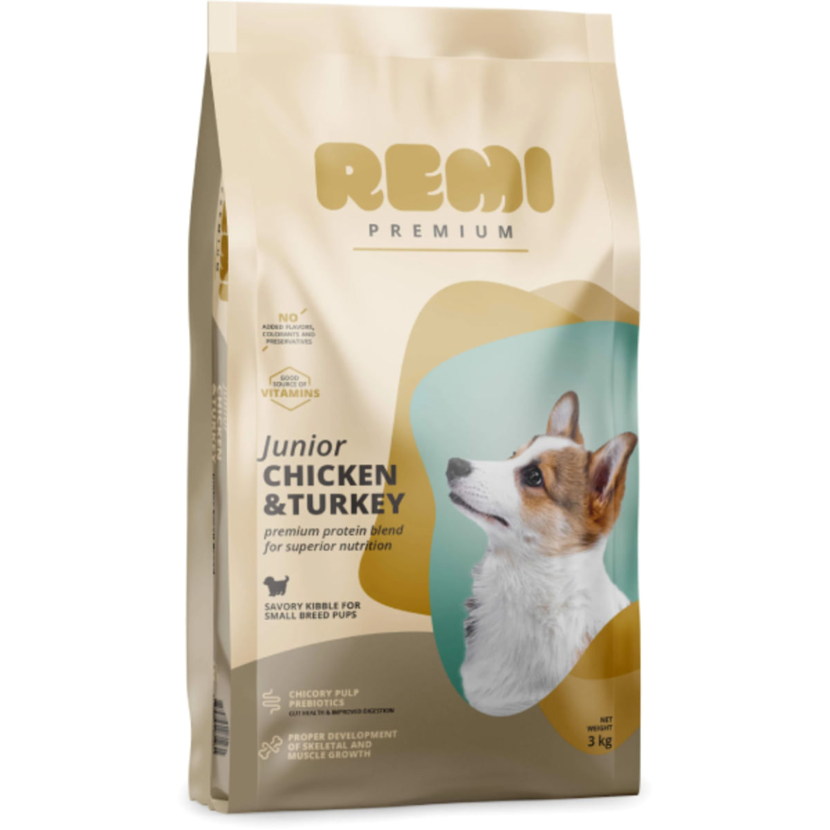 REMI PREMIUM Junior Small, XS-S, Pui și Curcan, hrană uscată câini junior, 3kg