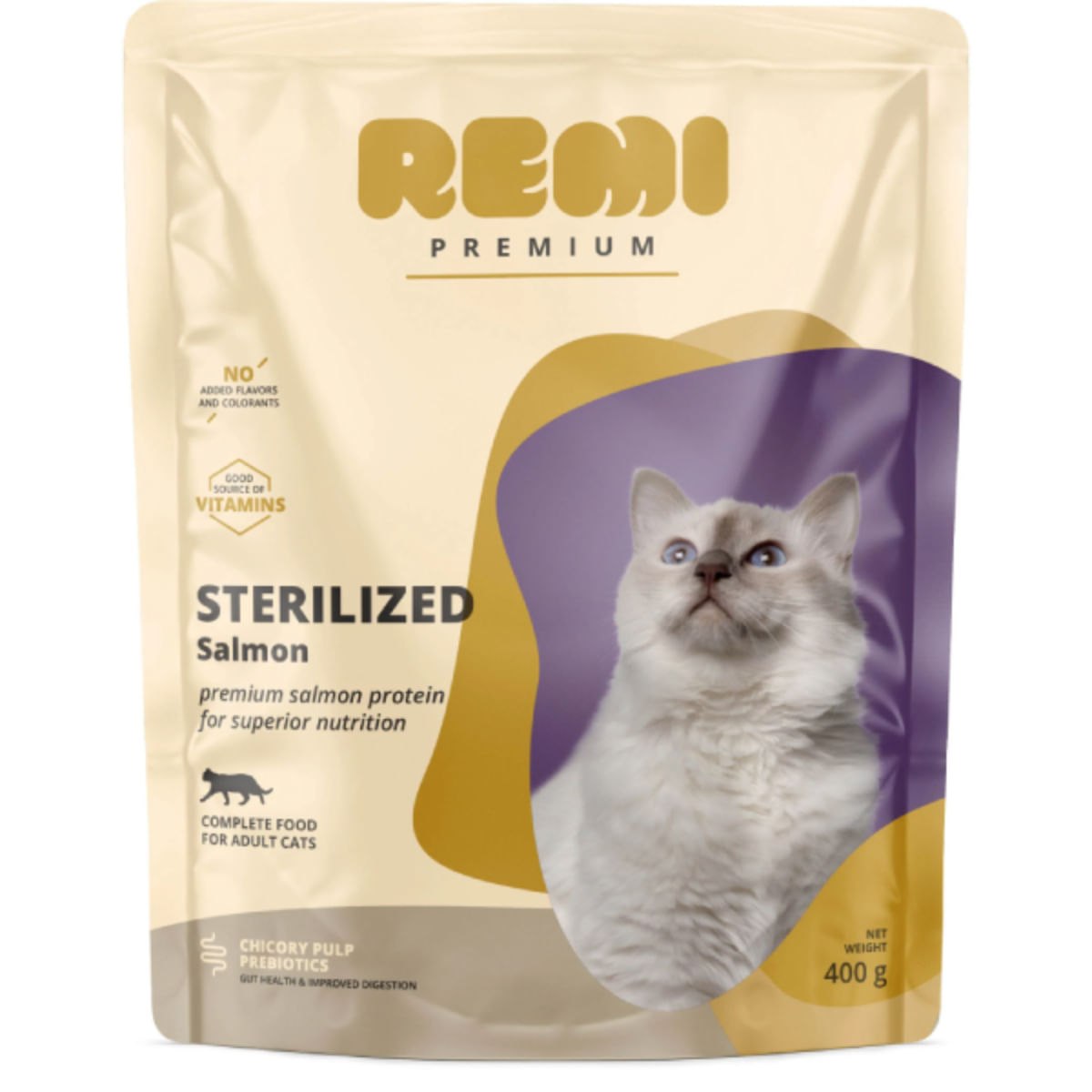 REMI PREMIUM Sterilized, Somon, hrană uscată pisici sterilizate, 400g