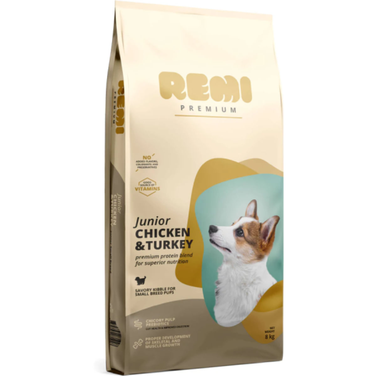 REMI PREMIUM Junior Small, XS-S, Pui și Curcan, hrană uscată câini junior, 8kg