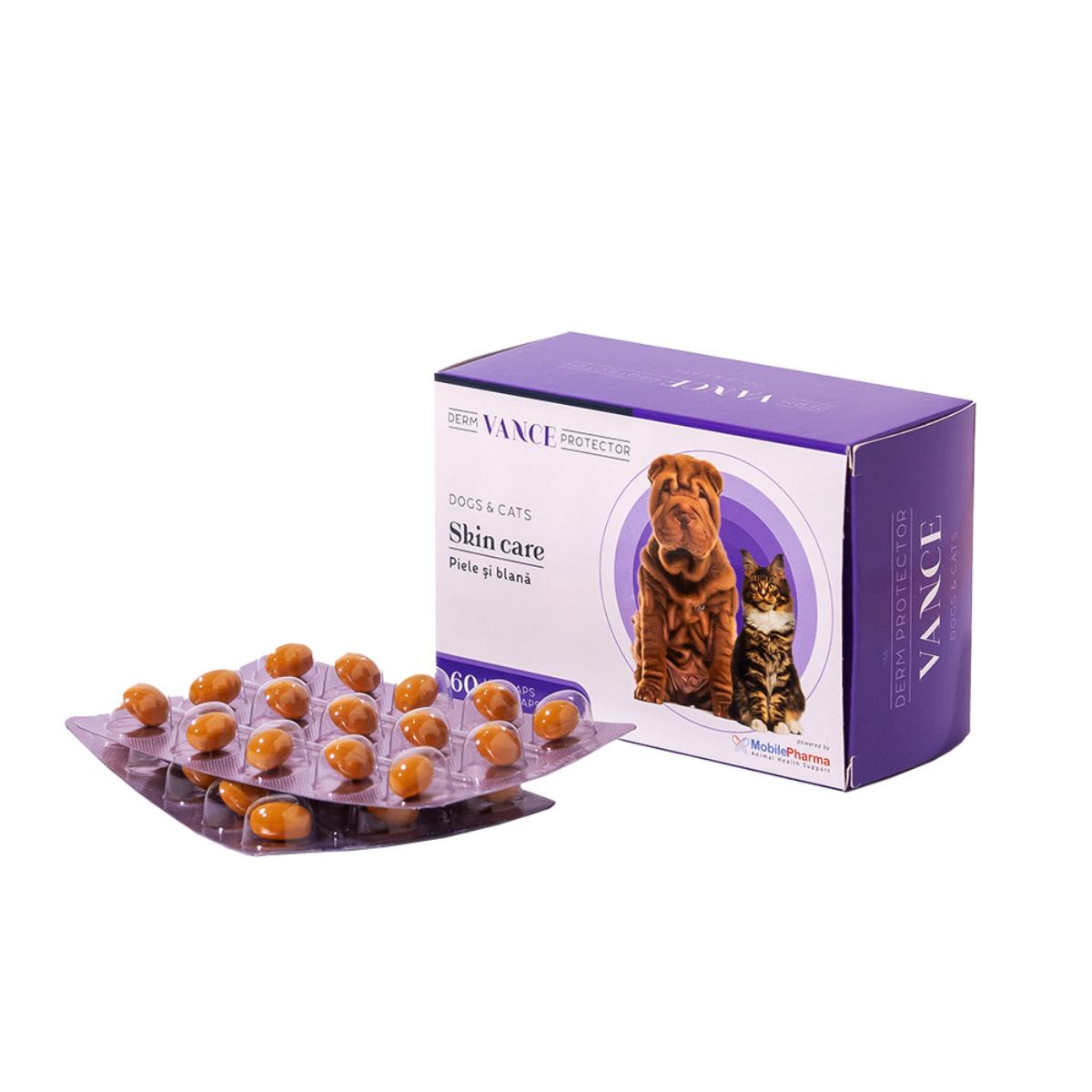 VANCE Derm Protector, supliment piele & blana caini si pisici, capsule VANCE Derm Protector, XS-XL, supliment piele & blana caini si pisici, cutie, 60 capsule - Image 2