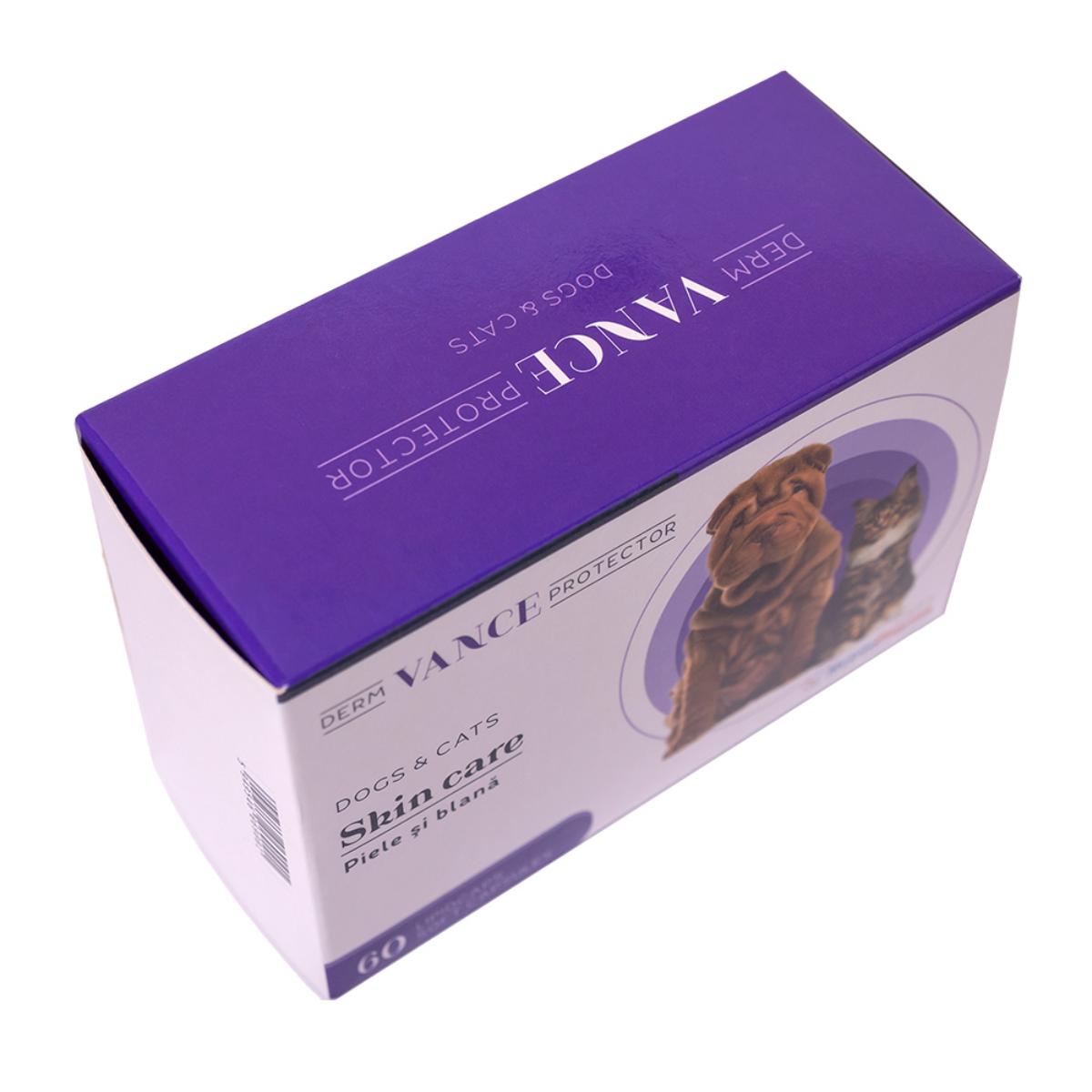 VANCE Derm Protector, supliment piele & blană câini și pisici, capsule VANCE Derm Protector, XS-XL, supliment piele & blană câini și pisici, cutie, 60 capsule