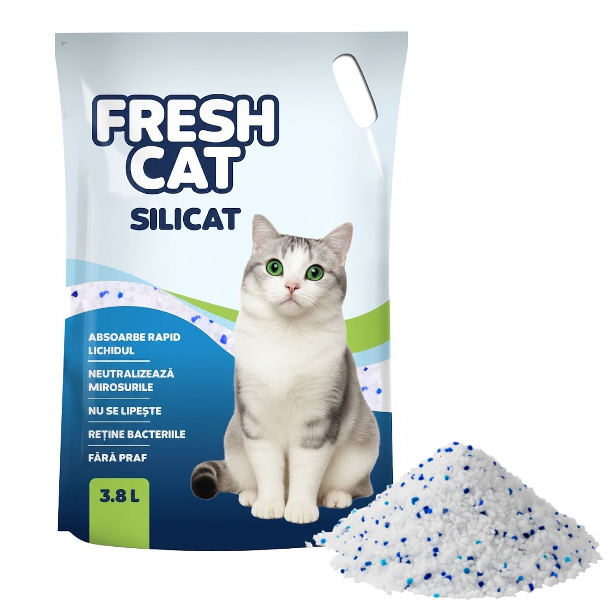 FRESH CAT, asternut igienic pisici, granule, silicat, neutralizare mirosuri, 3.8l - Image 3