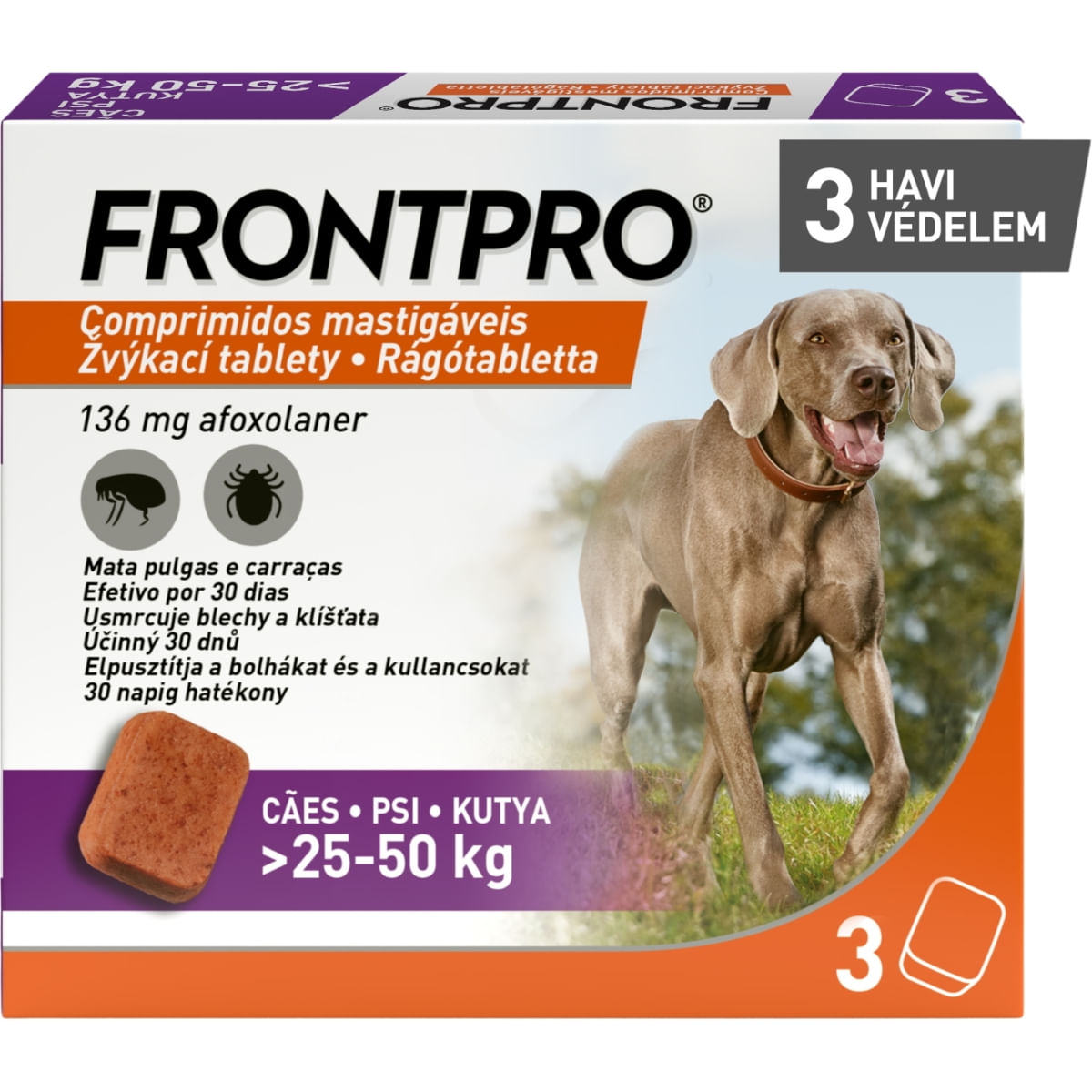 FRONTPRO, deparazitare externa caini, comprimate masticabile FRONTPRO, deparazitare externa caini, XL(25 - 50kg), comprimate masticabile, 136mg x 3buc - Image 2