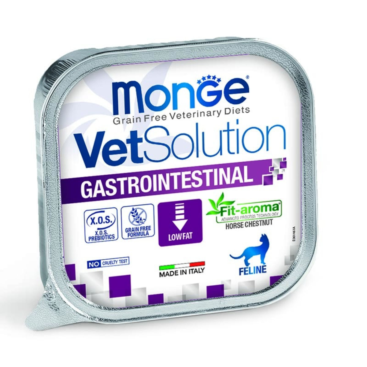 MONGE VETSOLUTION Gastrointestinal, Ficat și Porc, dietă veterinară, tăviță hrană umedă fără cereale pisici, sistem digestiv, (pate), 100g