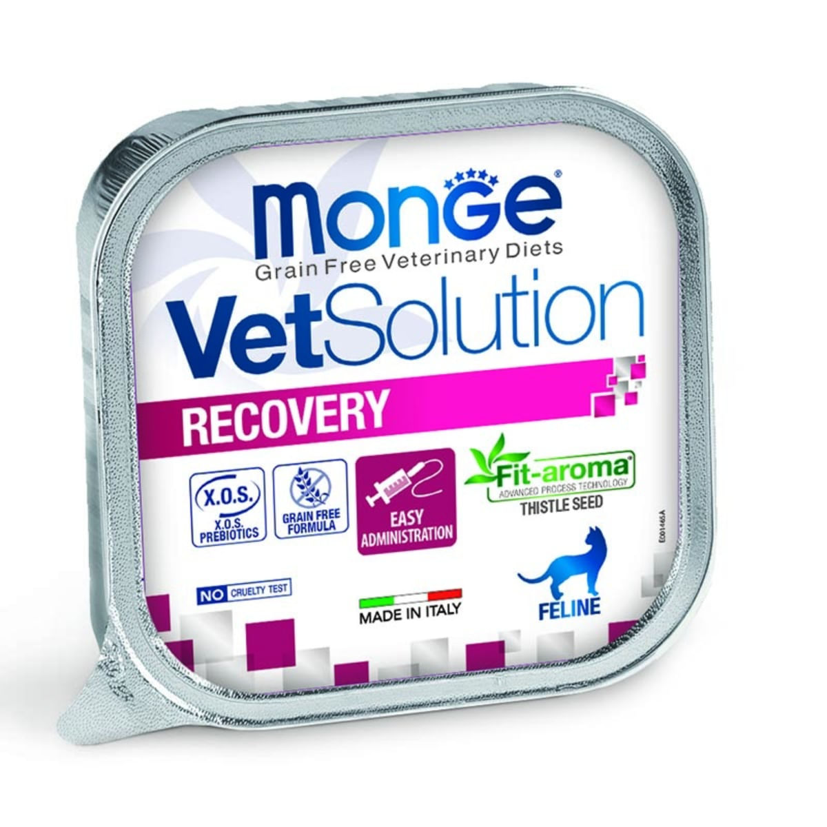 MONGE VETSOLUTION Recovery, Ficat și Ou, dietă veterinară, tăviță hrană umedă fără cereale pisici, convalescență, (topping), 100g