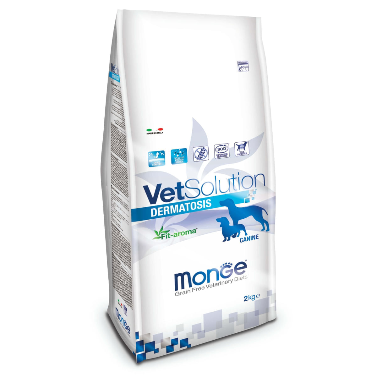 MONGE VETSOLUTION Dermatosis, XS-XL, Somon, dietă veterinară, hrană uscată fără cereale câini, piele &amp; blană, 2kg