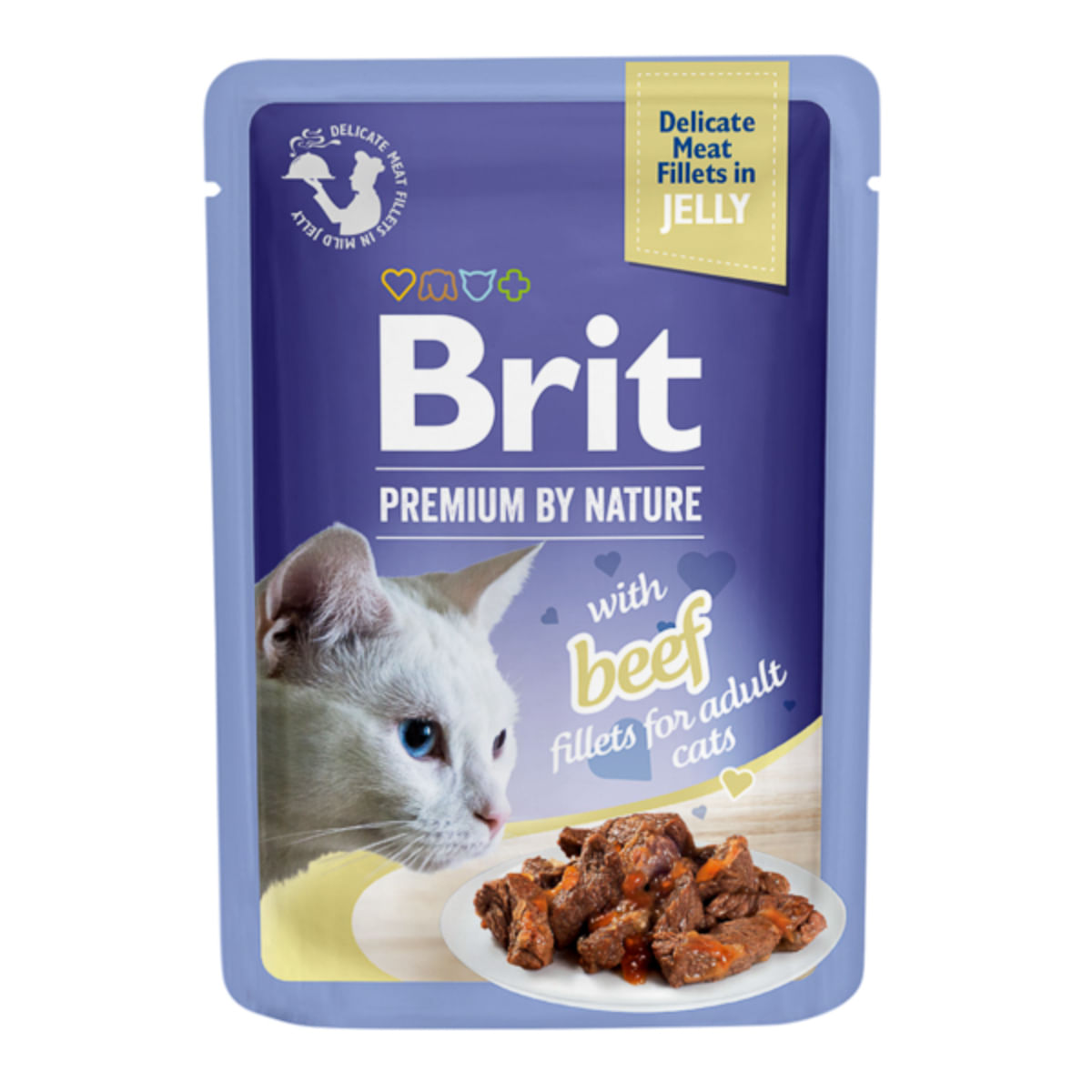 BRIT Premium by Nature Delicate File, Vită, plic hrană umedă pisici, (în aspic), 85g