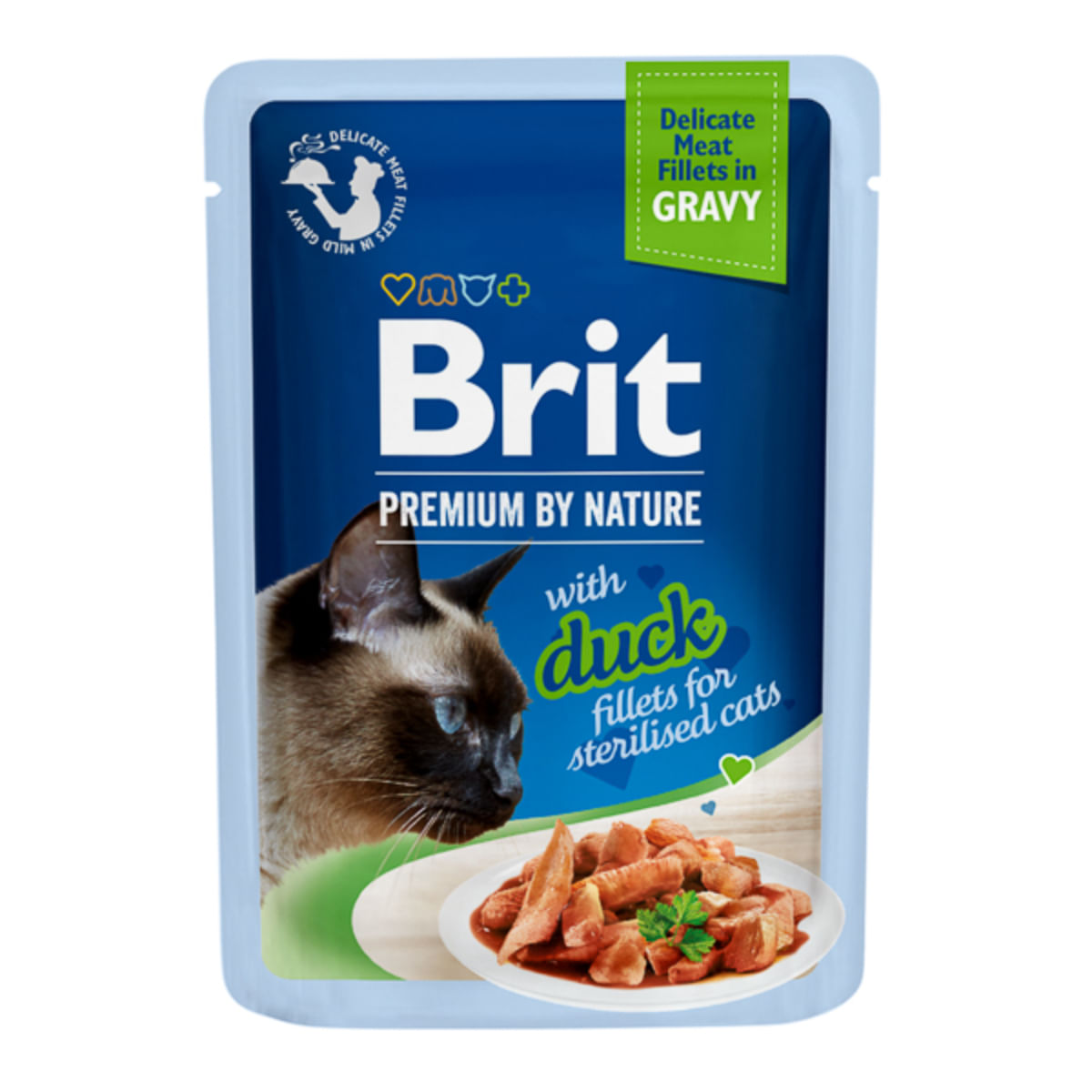 BRIT Premium by Nature Delicate Sterilised File, Rață, plic hrană umedă pisici sterilizate, (în sos), 85g