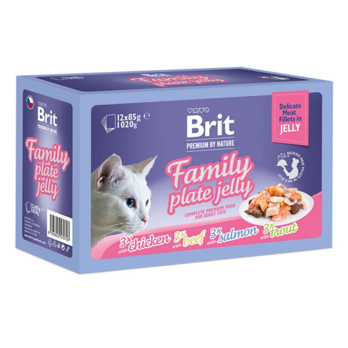 BRIT Premium by Nature Delicate Family Plate, Carne, cutie hrană umedă pisici, (în aspic), multipack, 85g x 12buc